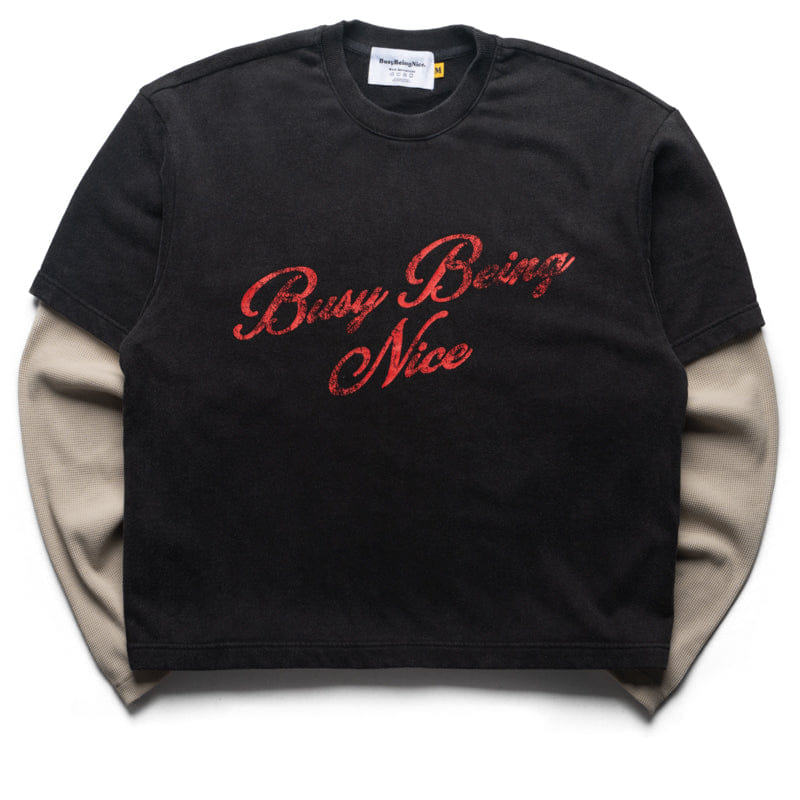 Politics Busy Being Nice Thermal Layered T-Shirt - Black