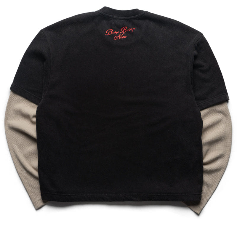 Politics Busy Being Nice Thermal Layered T-Shirt - Black