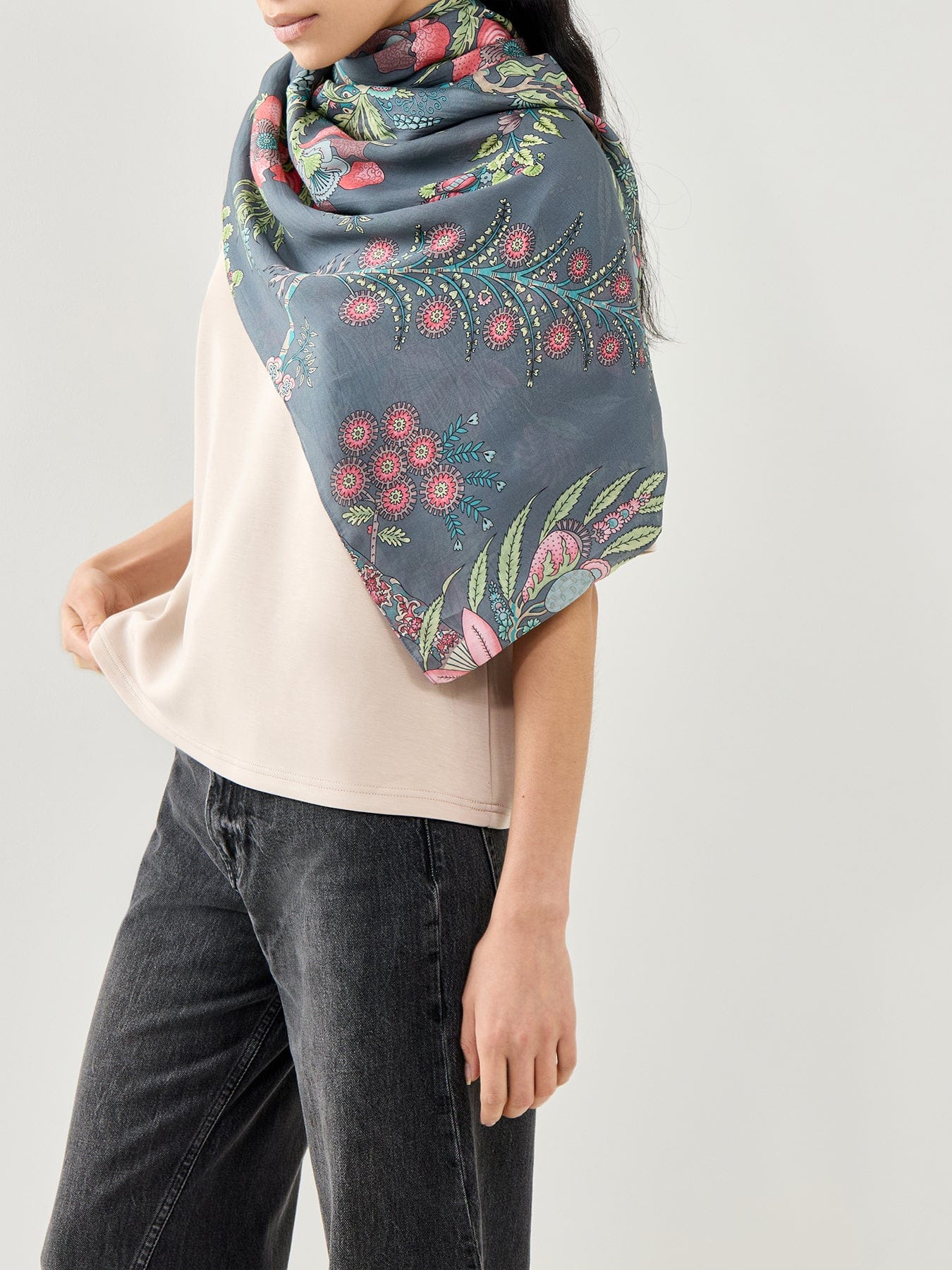 One Hundred Stars Boho Garden Scarf Grey