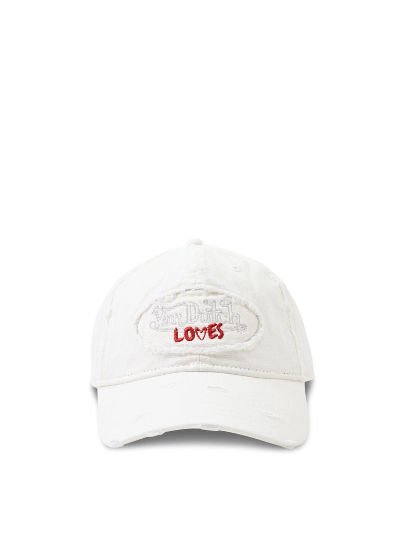 Von Dutch Distressed Dad Cap White