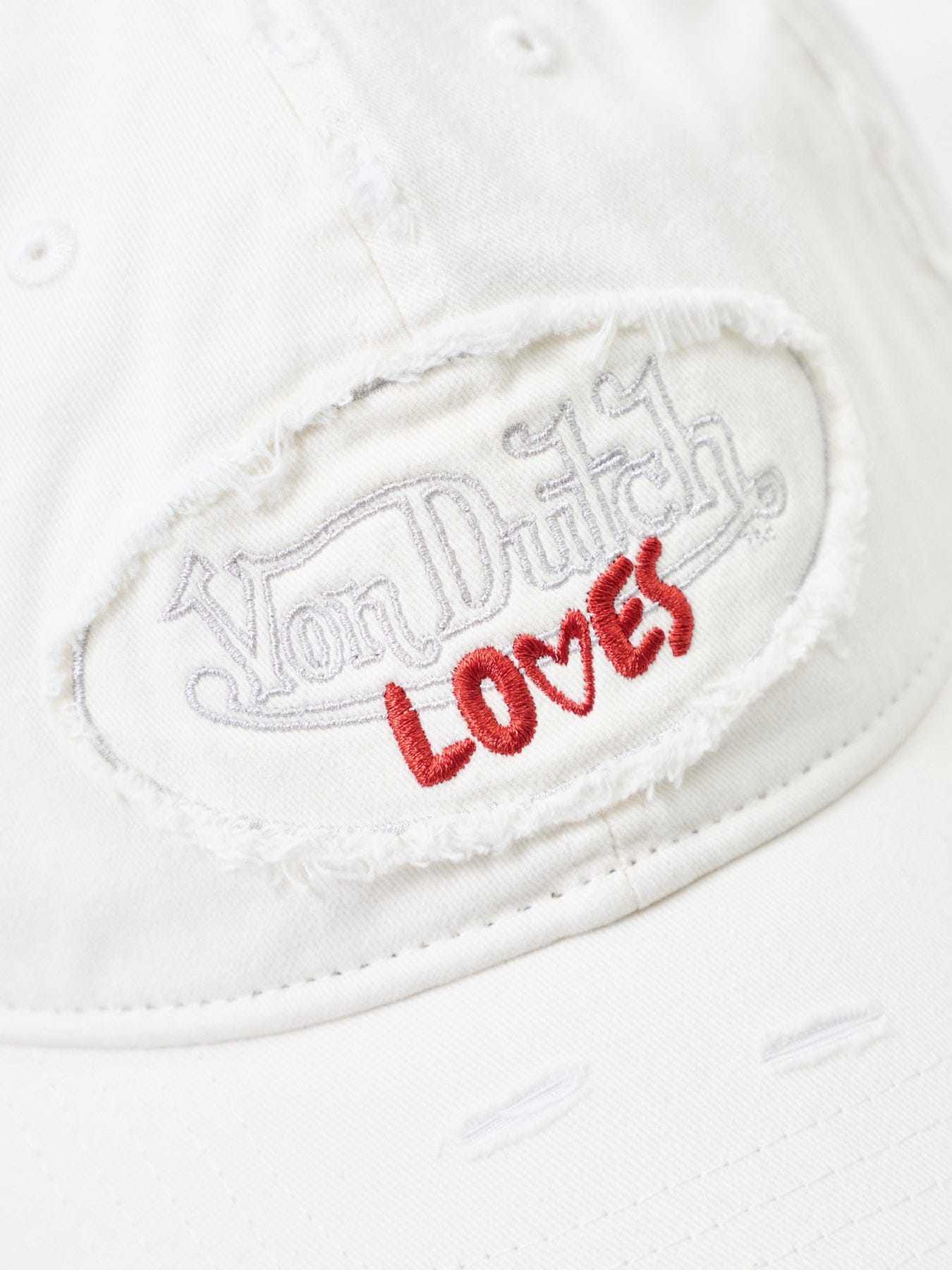 Von Dutch Distressed Dad Cap White