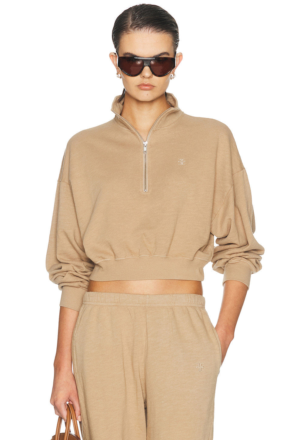 Eterne Cropped Half Zip Sweatshirt