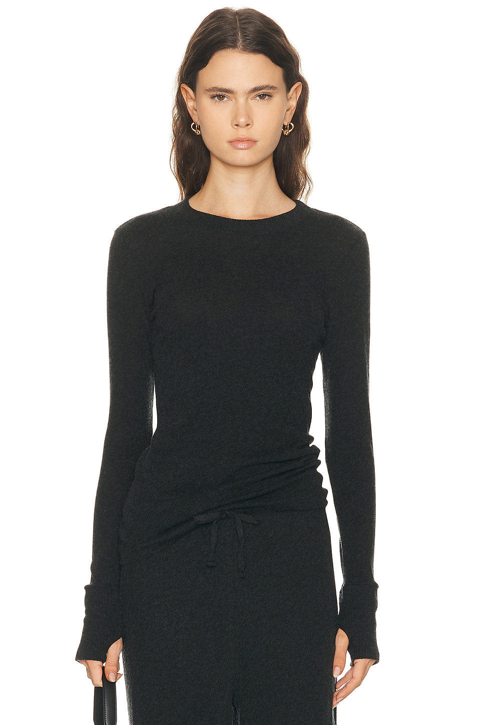 Enza Costa Cashmere Easy Cuffed Crewneck Sweater