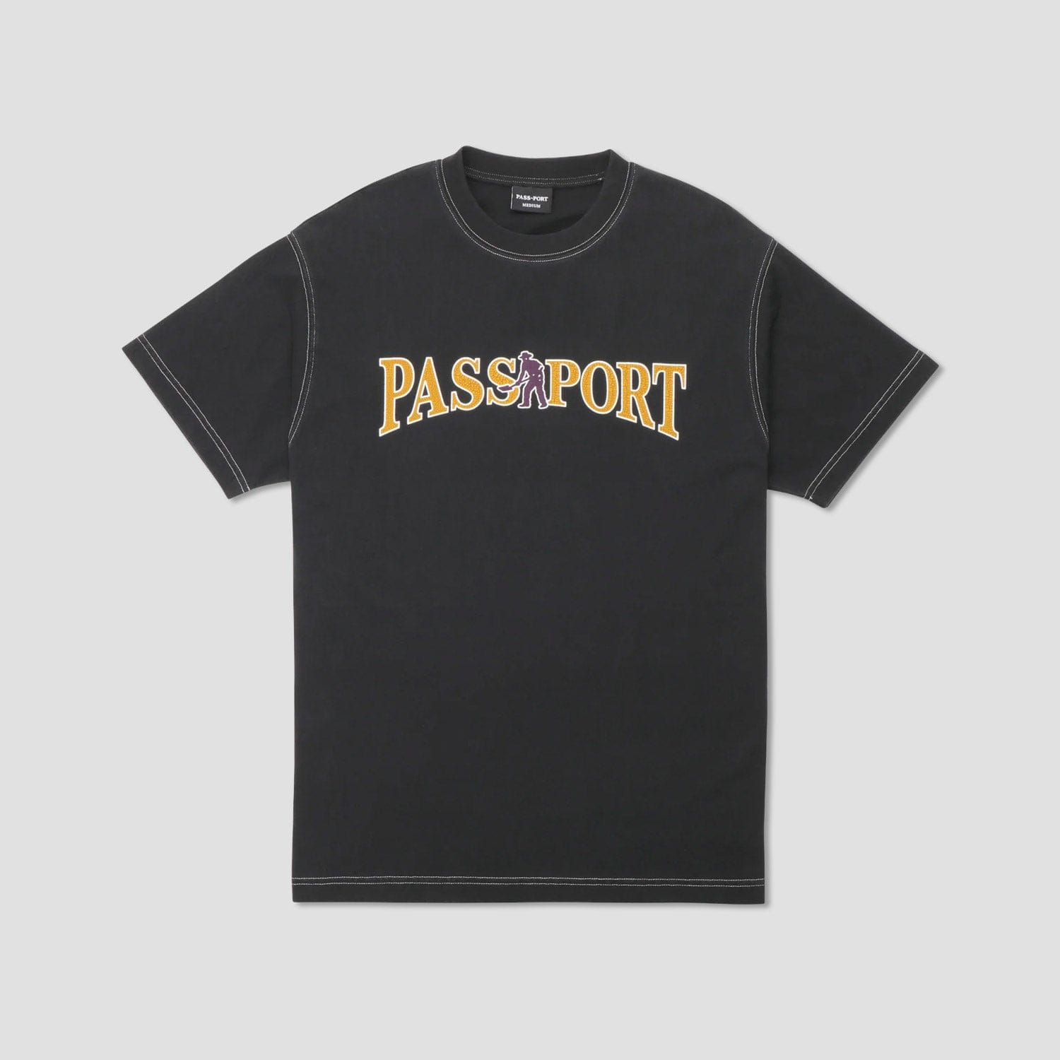 Passport Official Contrast T - Shirt Washed Black