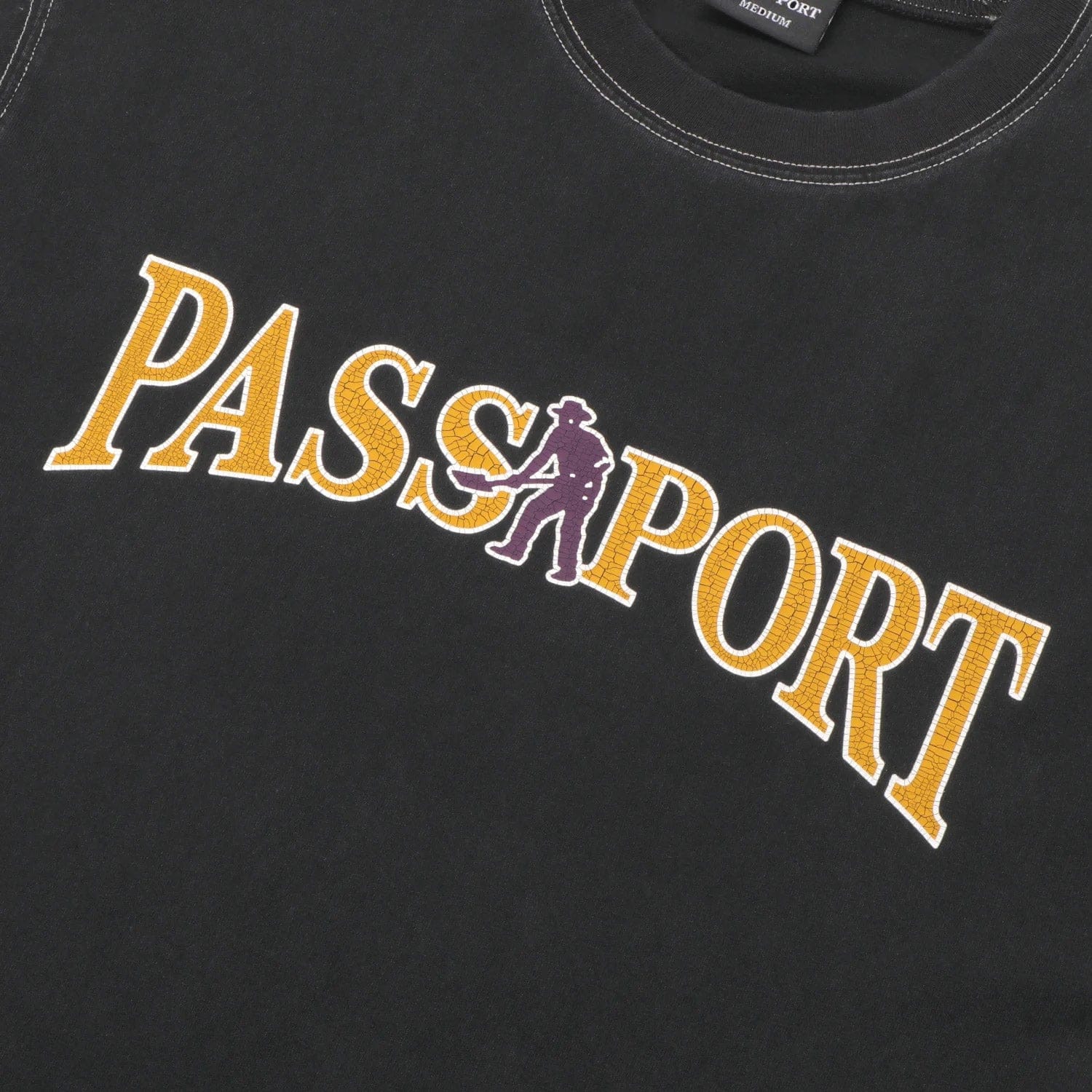 Passport Official Contrast T - Shirt Washed Black