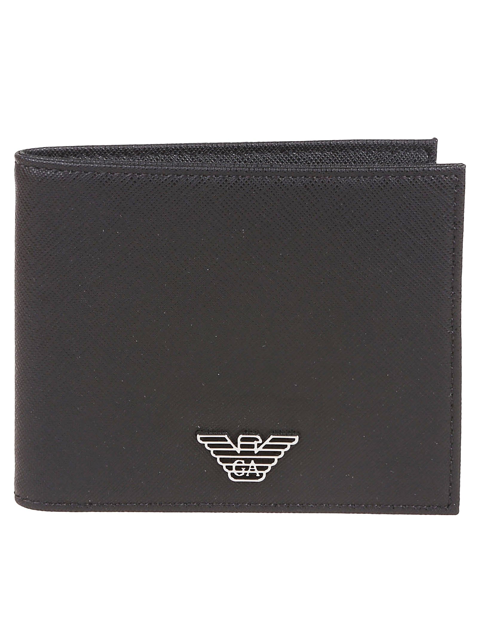 Logo Textured Logo Plaque Bifold Wallet