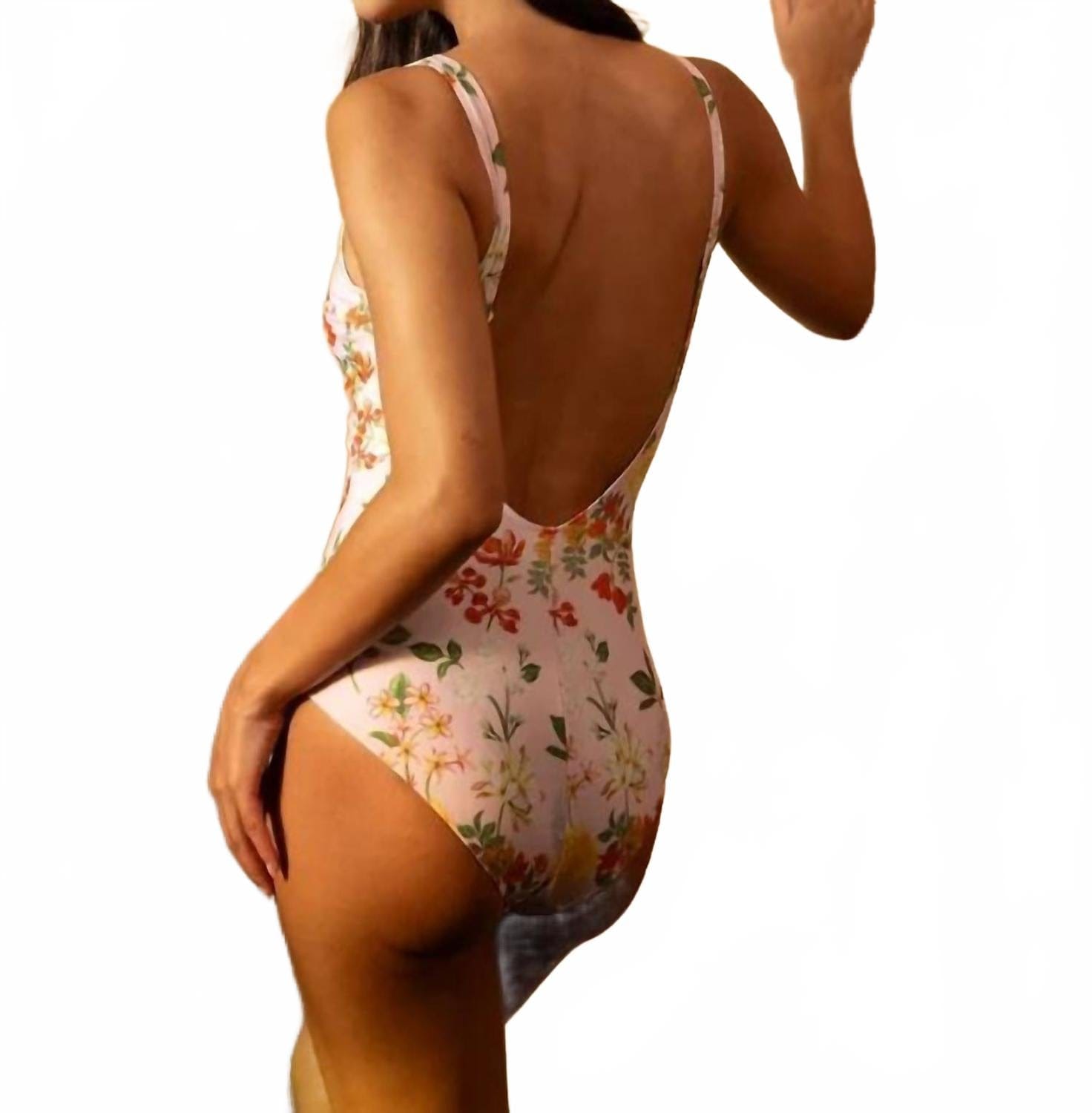 One Piece Twisted Drape Maillot One Piece Bikini In Blush Multi Floral