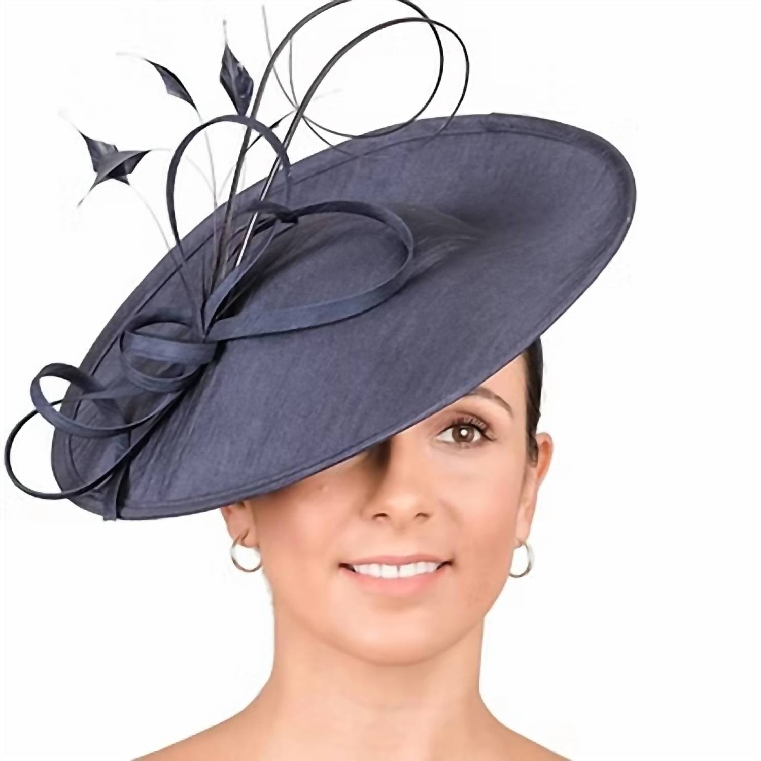 And Women's Disc Hatinator With Twists And Feathers In Navy
