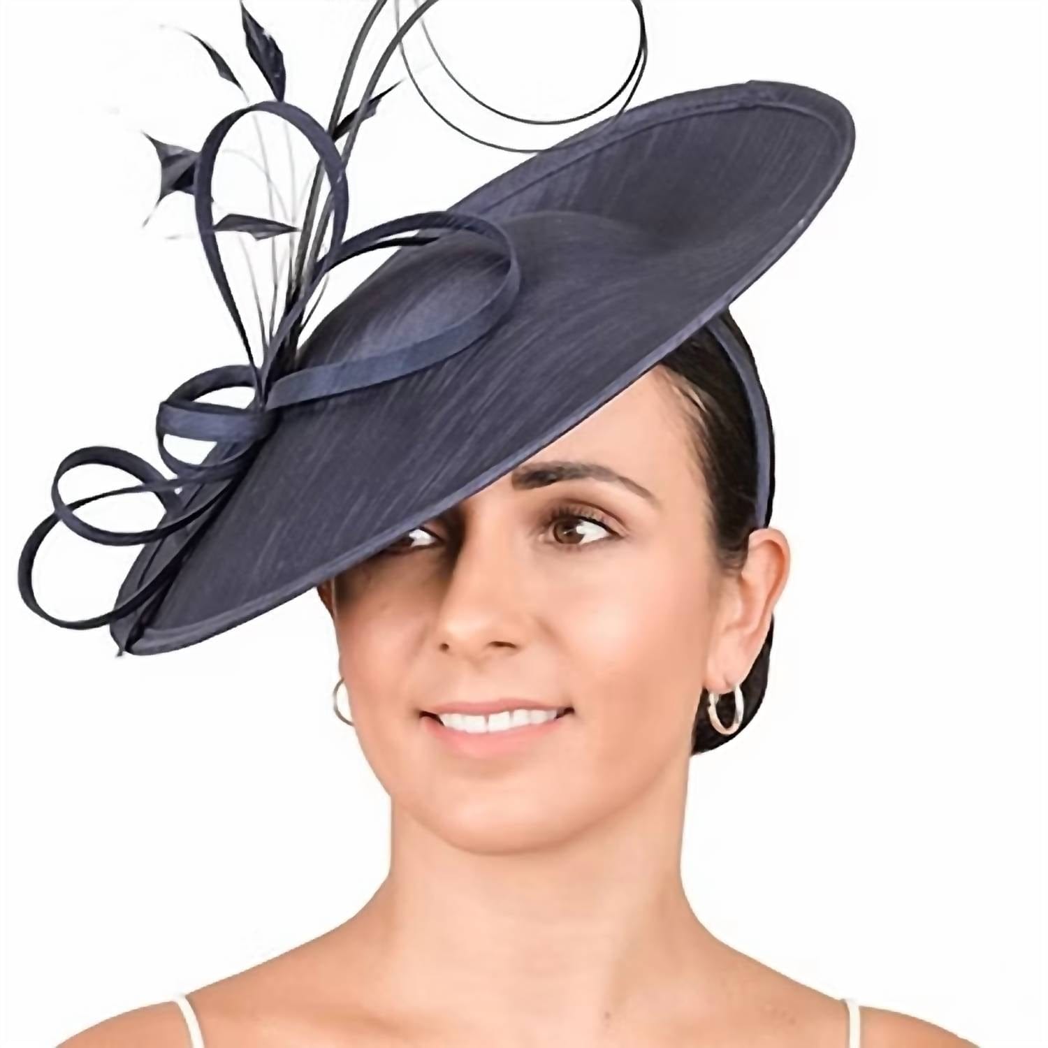 And Women's Disc Hatinator With Twists And Feathers In Navy