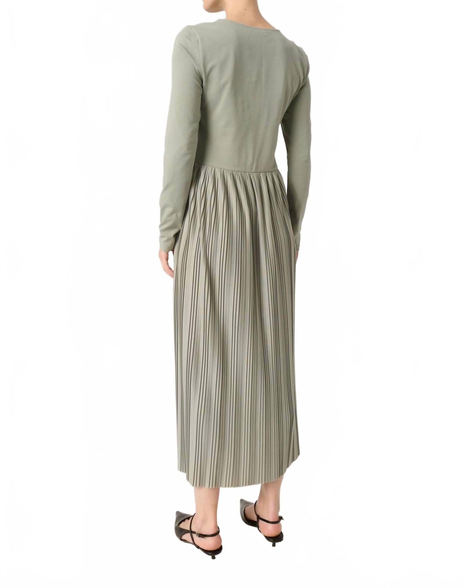 PLISSÈ Simone Plisse Long Sleeve Maxi Dress In Shadow