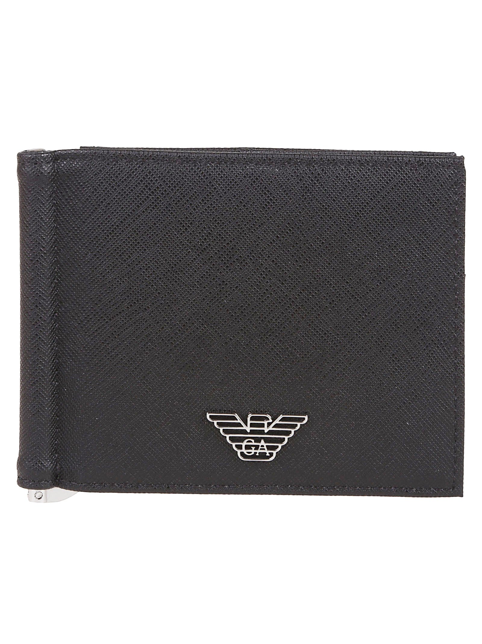 Logo Black Textured Logo Plaque Wallet