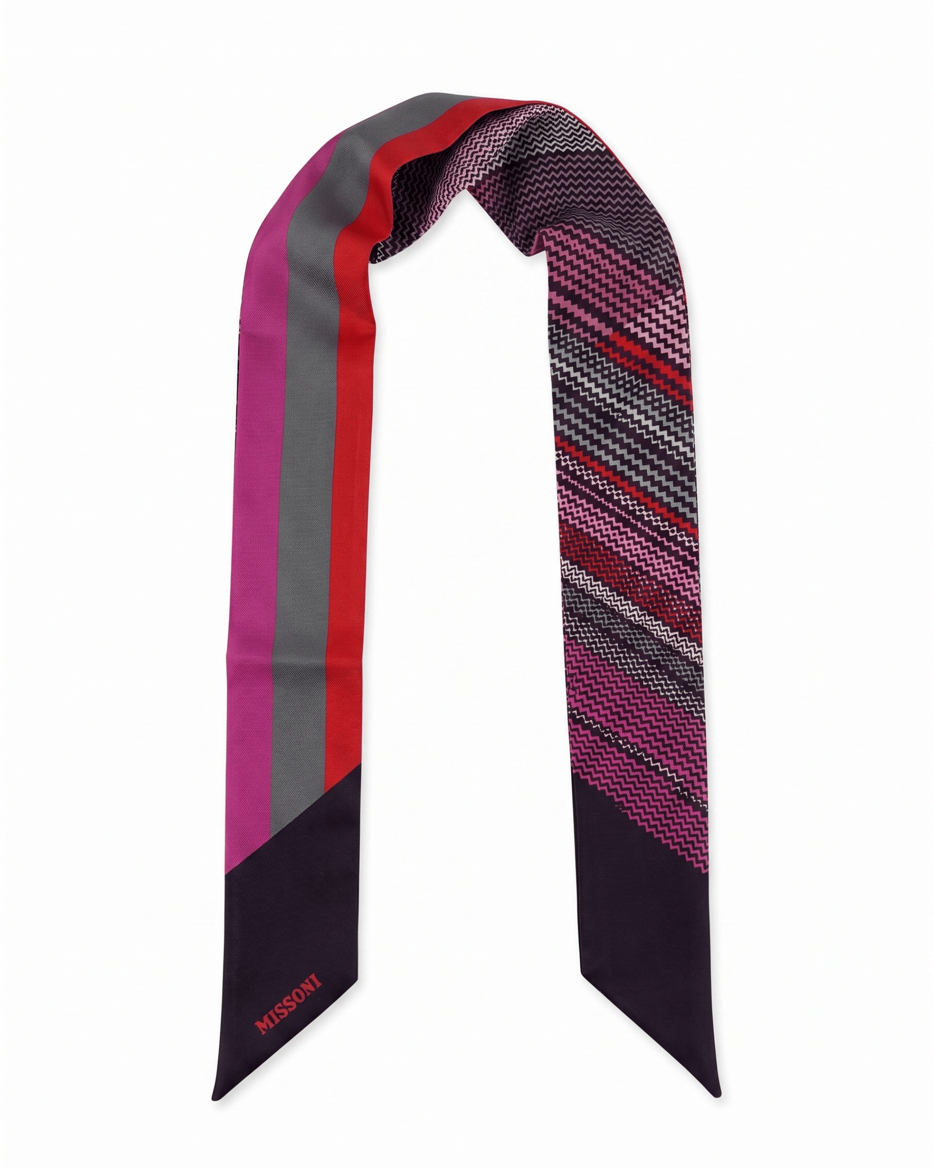 REVERSIBLE Missoni Multicolor Silk Reversible Chevron Ribbon Scarf