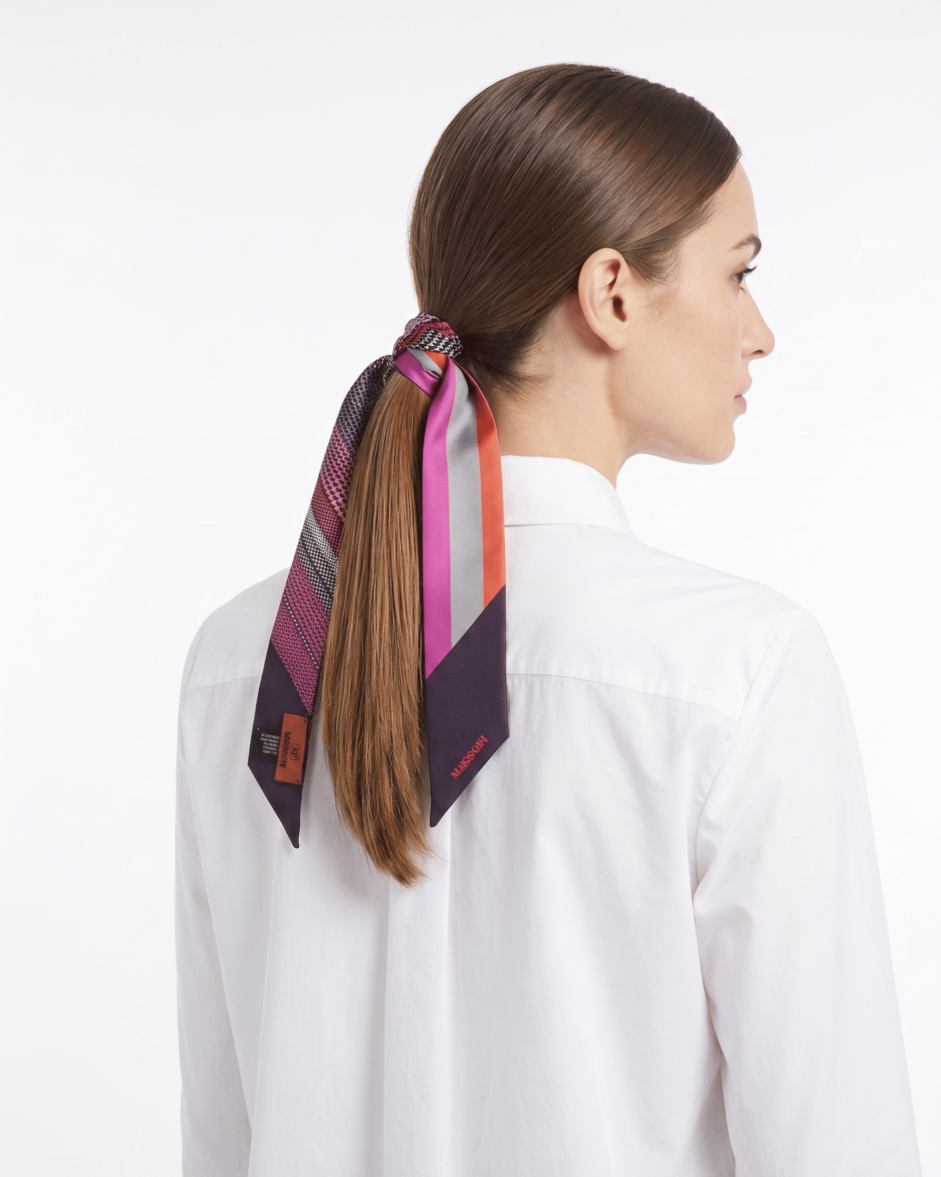 REVERSIBLE Missoni Multicolor Silk Reversible Chevron Ribbon Scarf