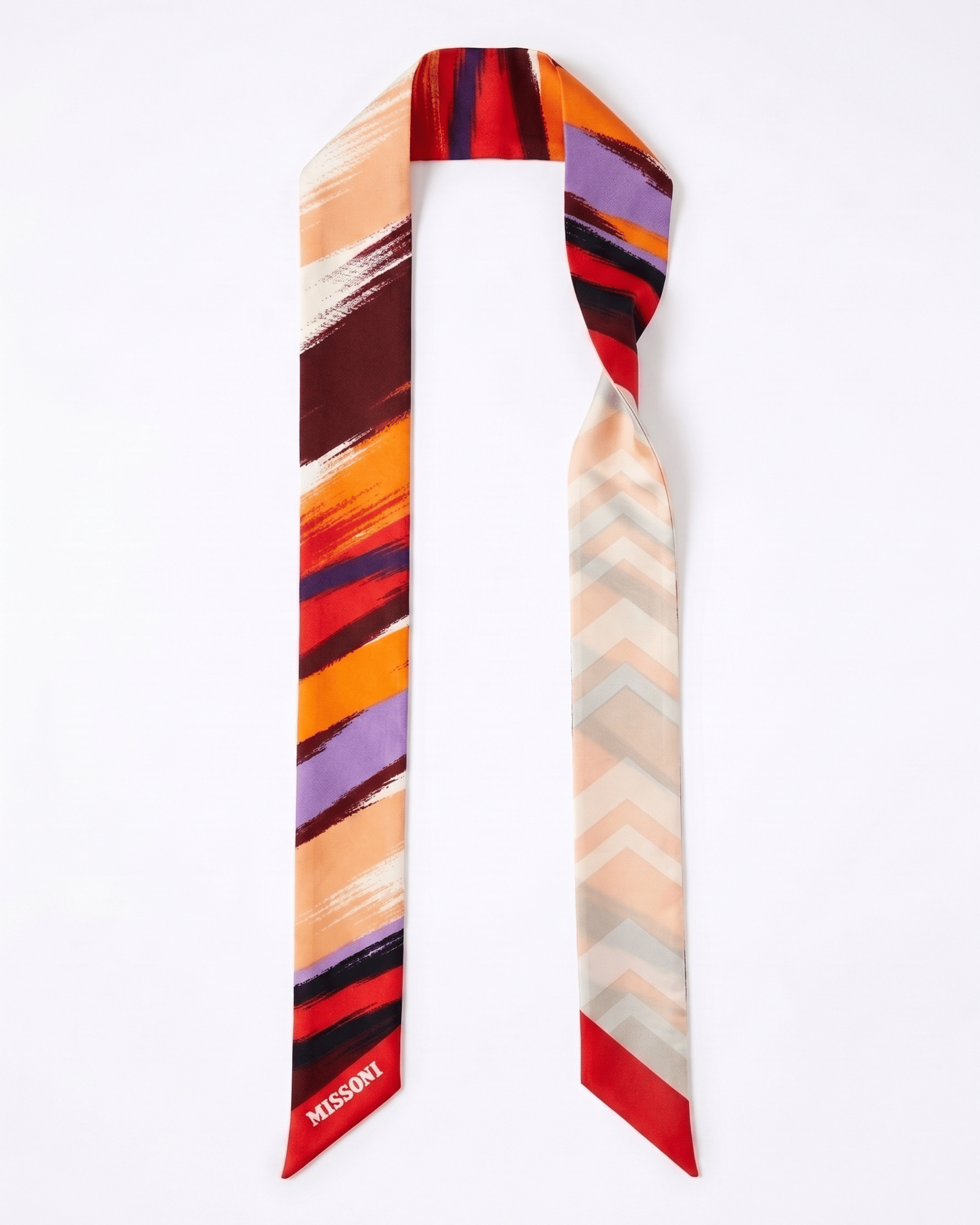 REVERSIBLE Missoni Coral Silk Reversible Chevron Ribbon Scarf