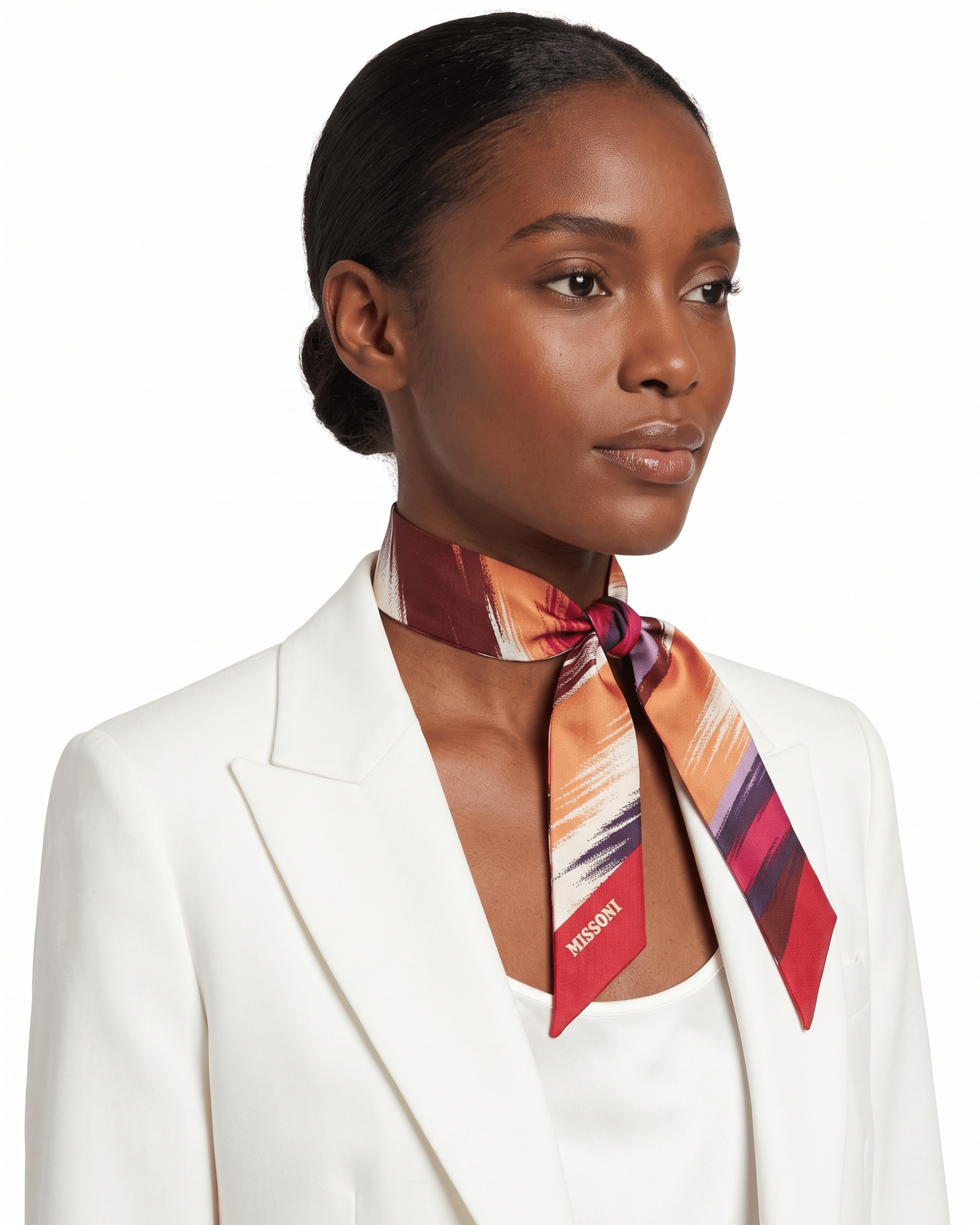 REVERSIBLE Missoni Coral Silk Reversible Chevron Ribbon Scarf