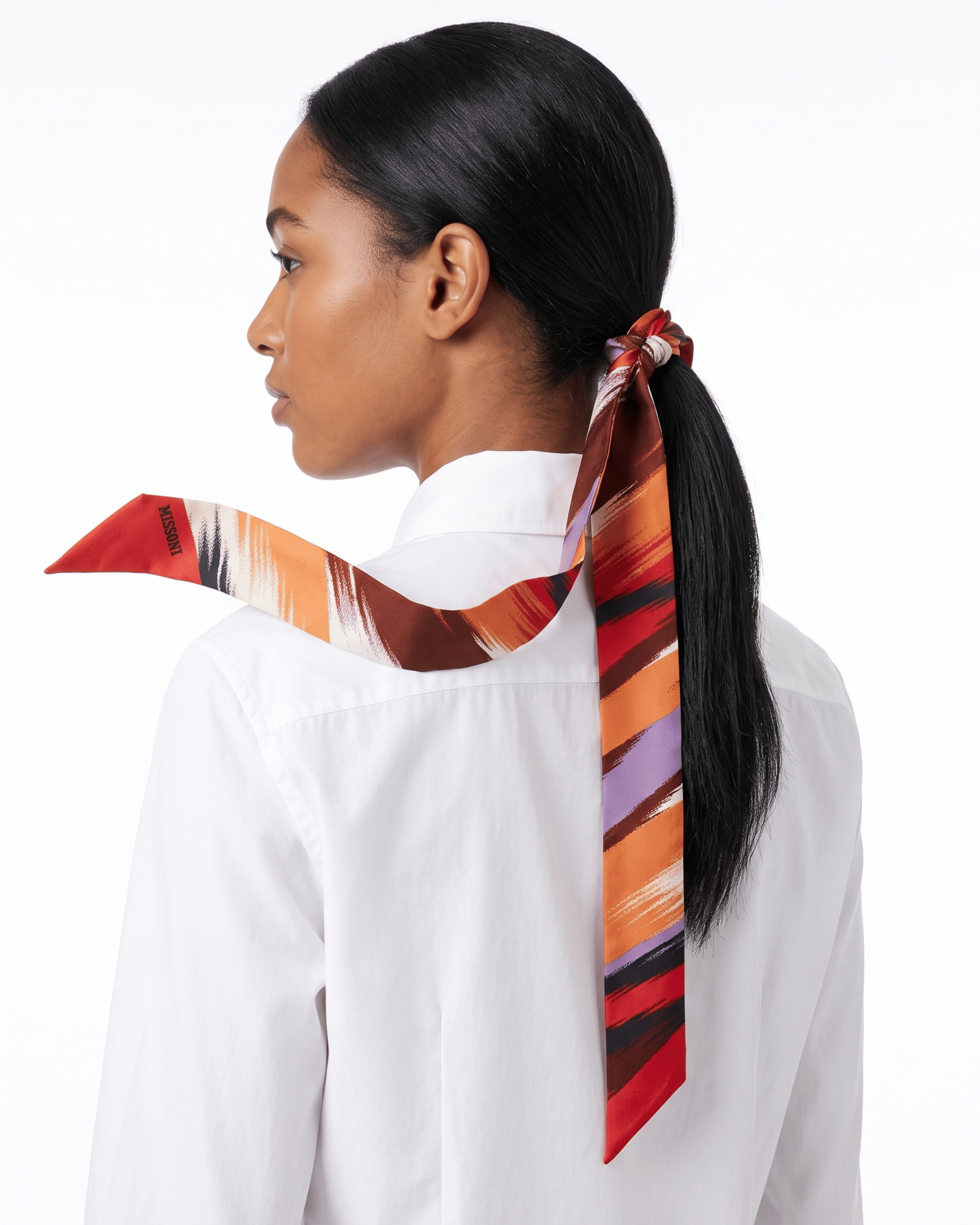 REVERSIBLE Missoni Coral Silk Reversible Chevron Ribbon Scarf