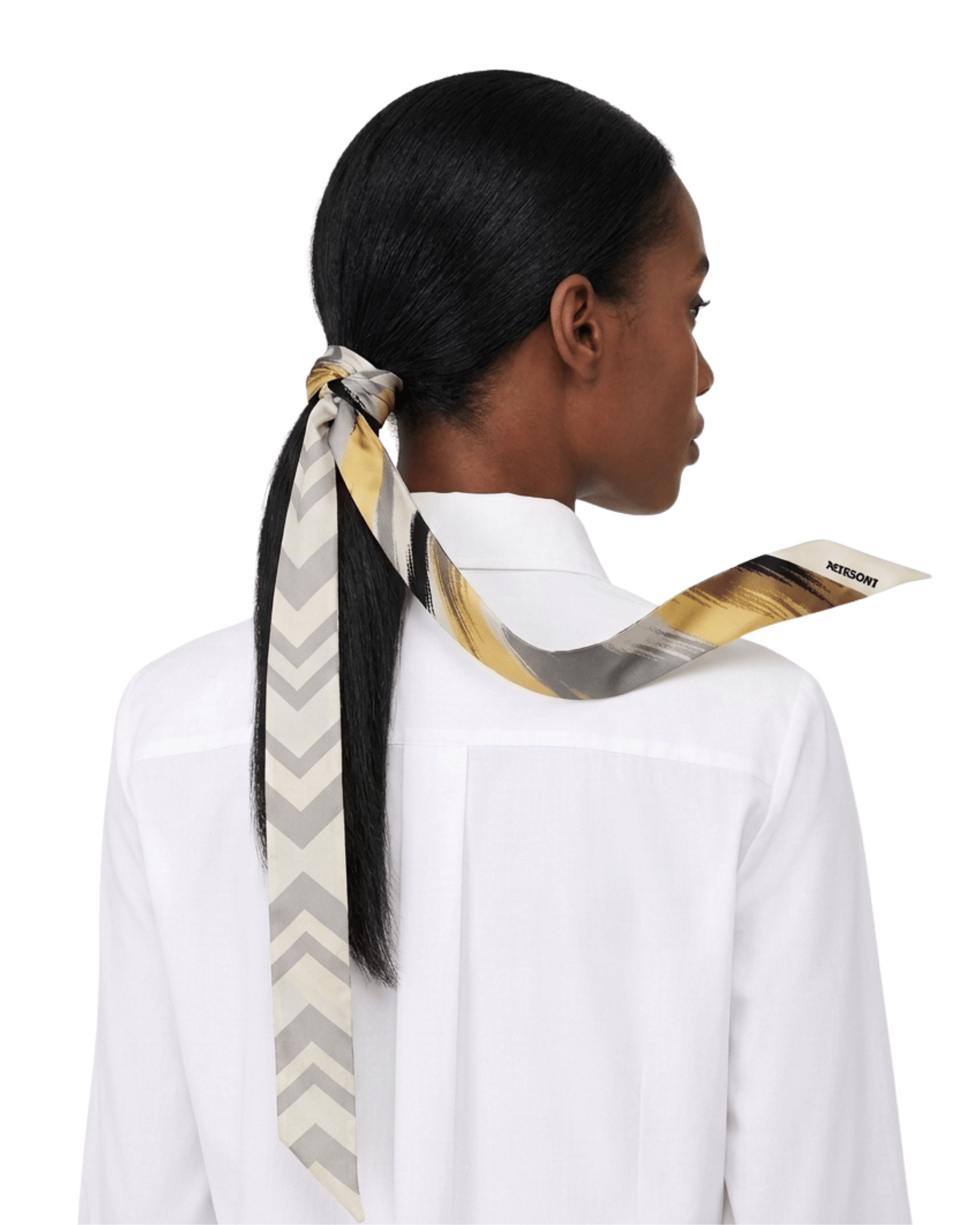 REVERSIBLE Missoni Yellow Grey Silk Reversible Chevron Ribbon Scarf