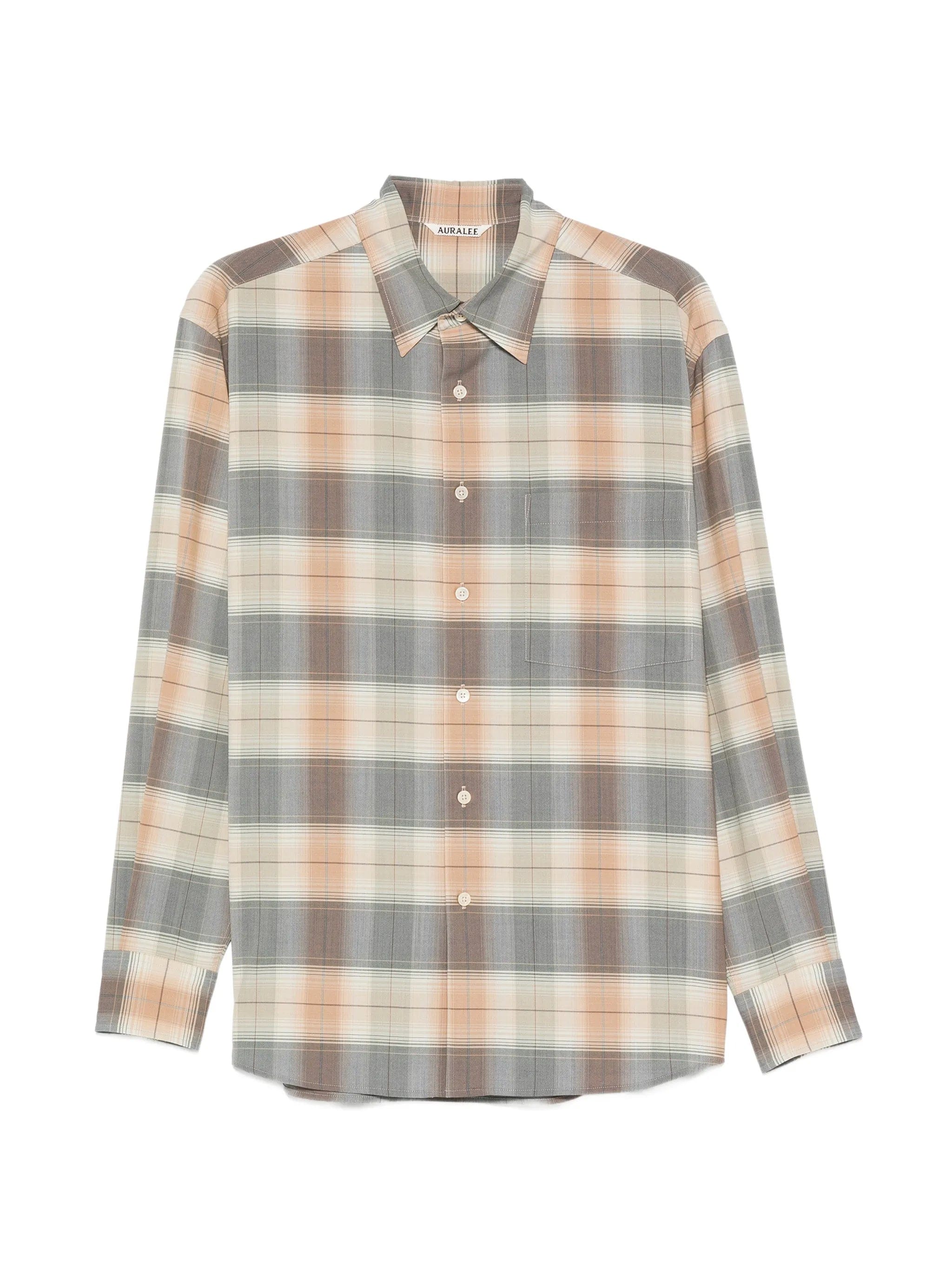 Auralee check - print wool shirt