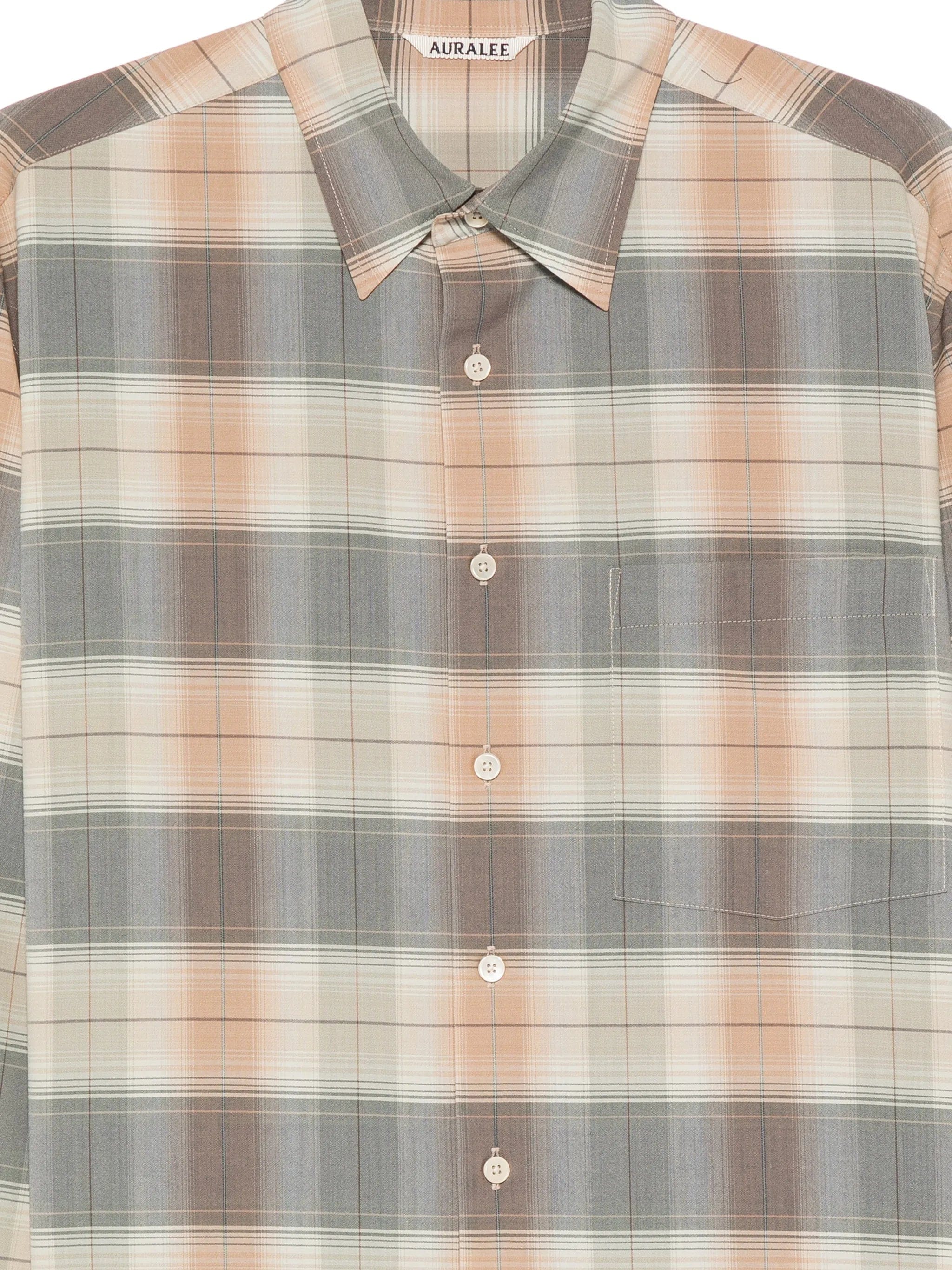 Auralee check - print wool shirt