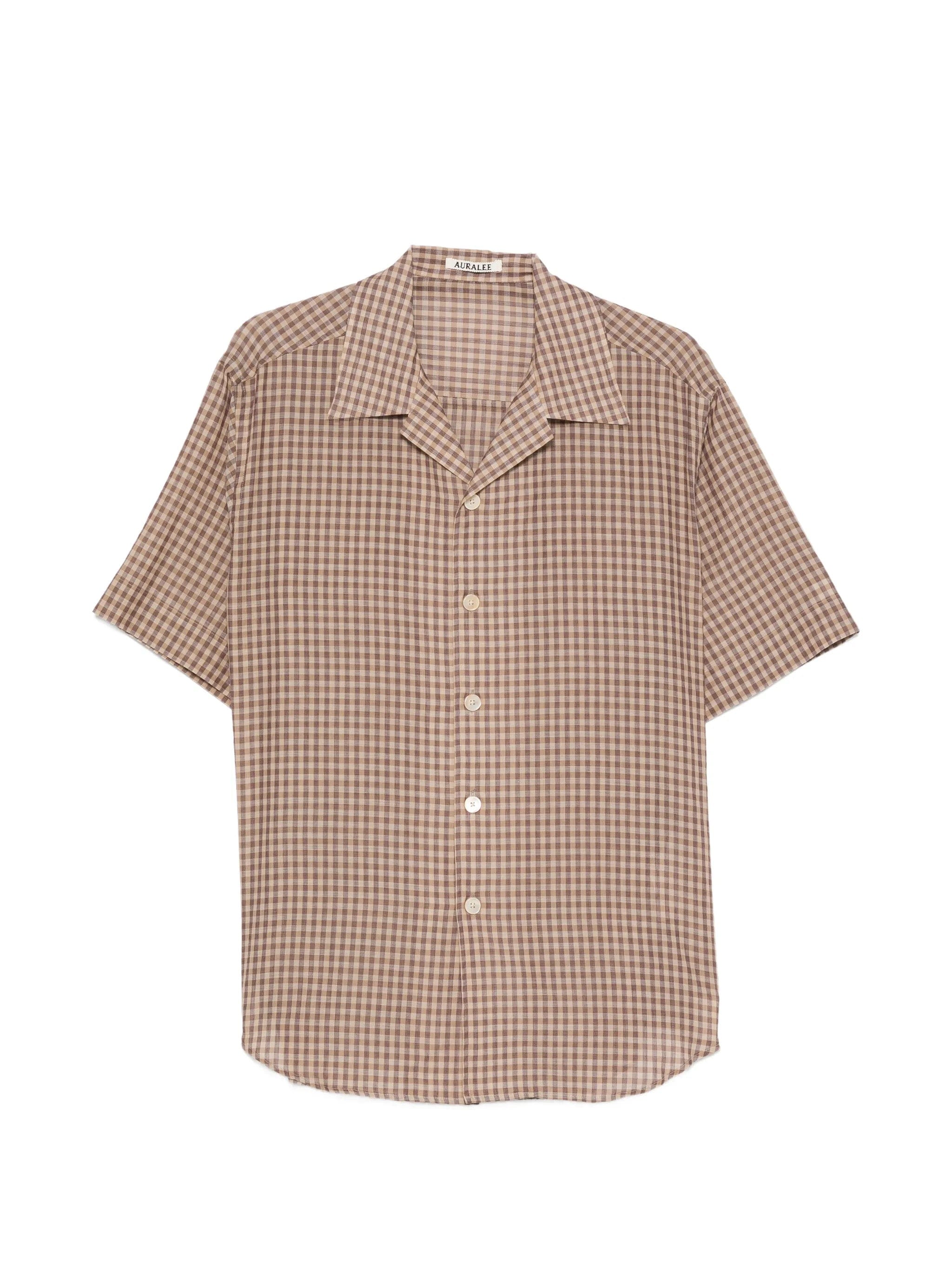 Auralee gingham - check short - sleeved shirt