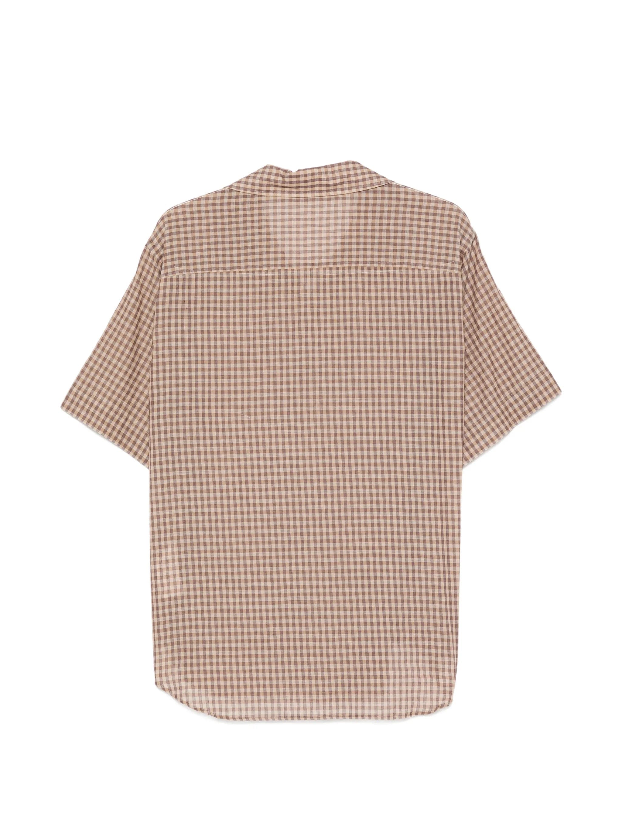 Auralee gingham - check short - sleeved shirt