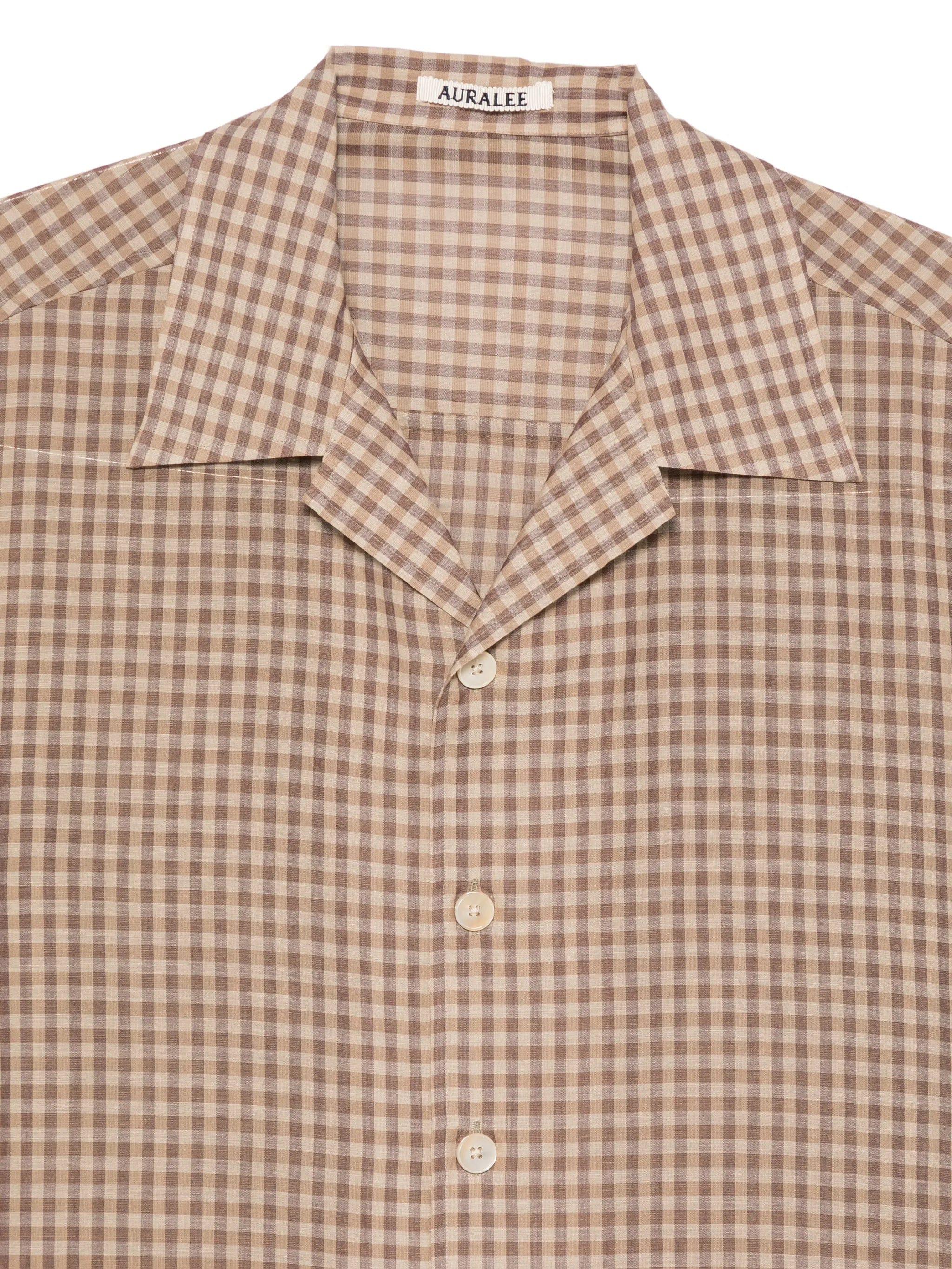 Auralee gingham - check short - sleeved shirt