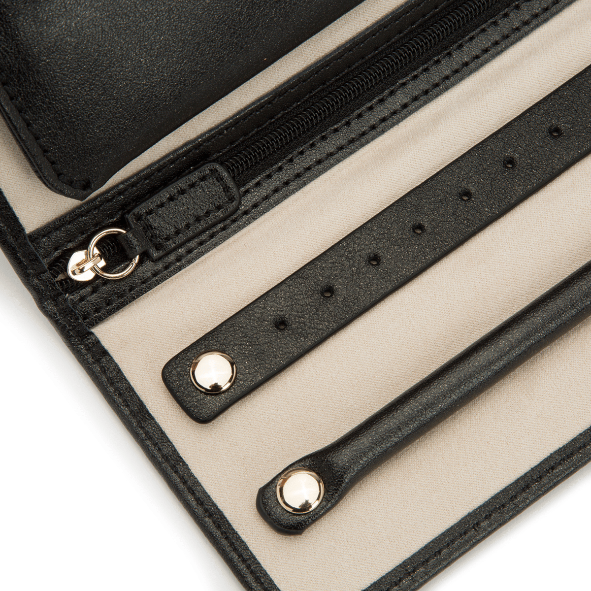 WOLF Leather Jewelry Roll in Black Anthracite