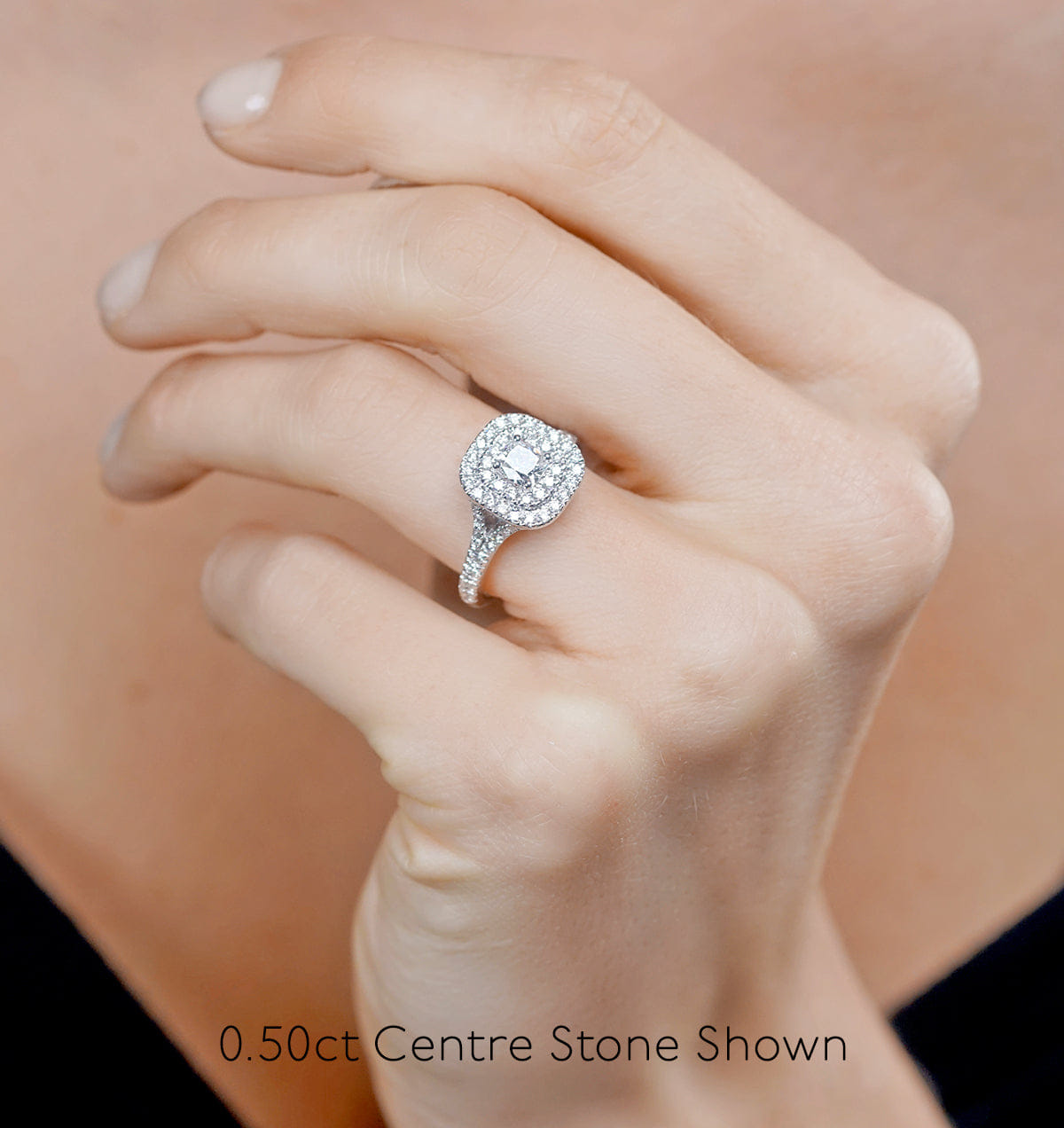 Anastasia Diamond Halo Engagement Ring 18K White Gold 1.30ct G/SI1