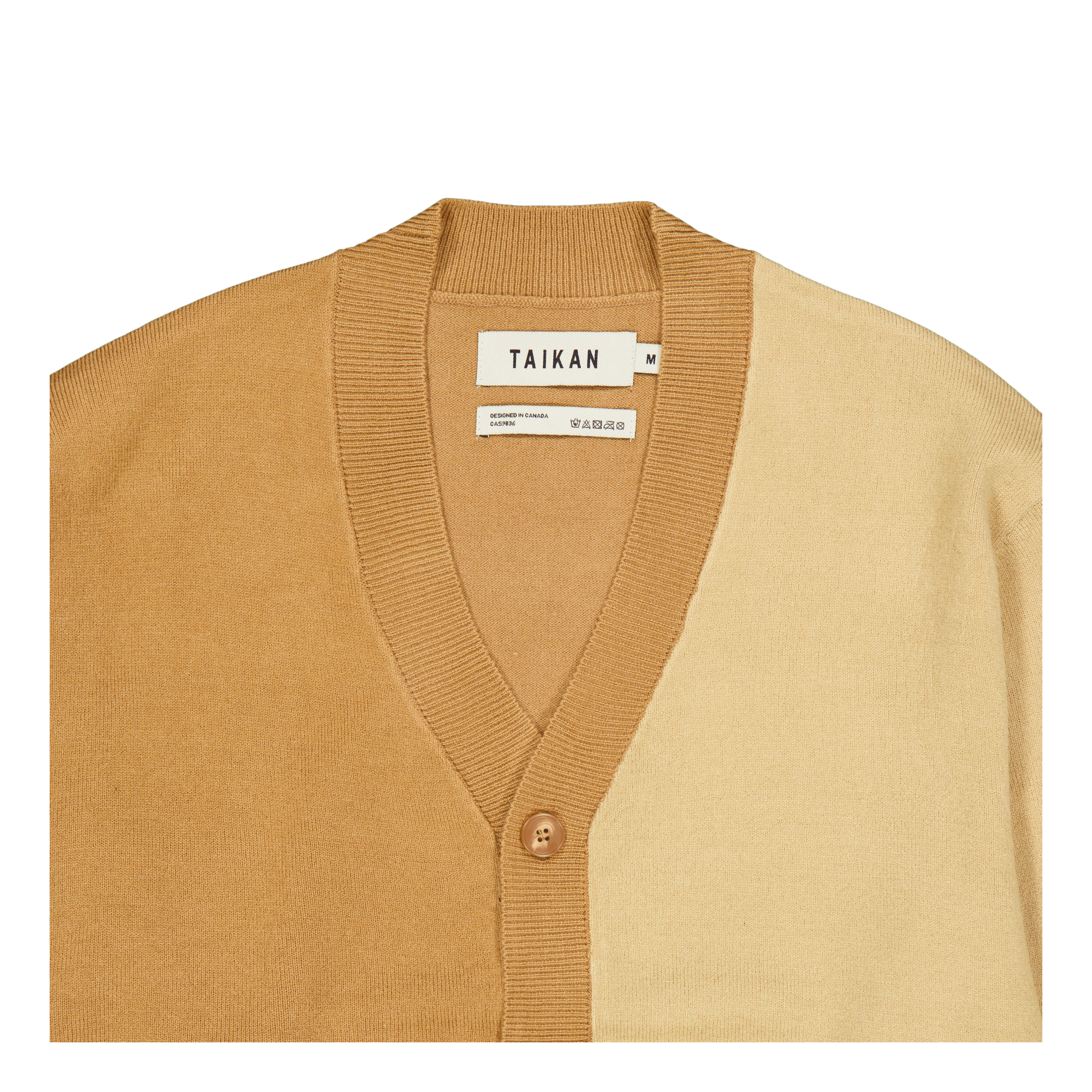 Taikan Colour Blocked Cardigan - tan/cr Tan/cream