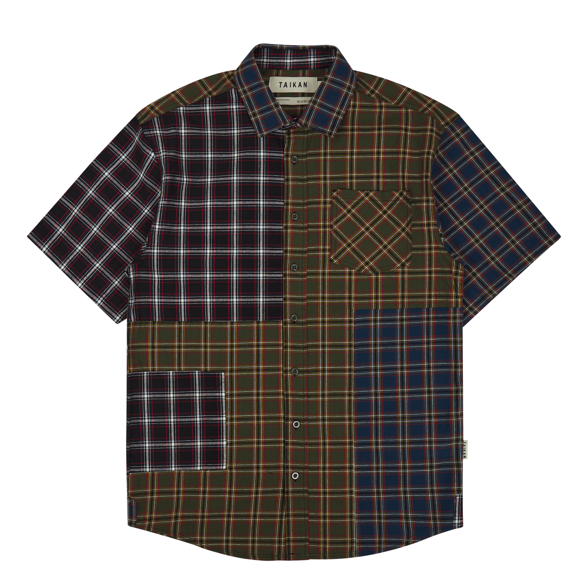 Taikan Patchwork S/s Shirt Olive Plaid