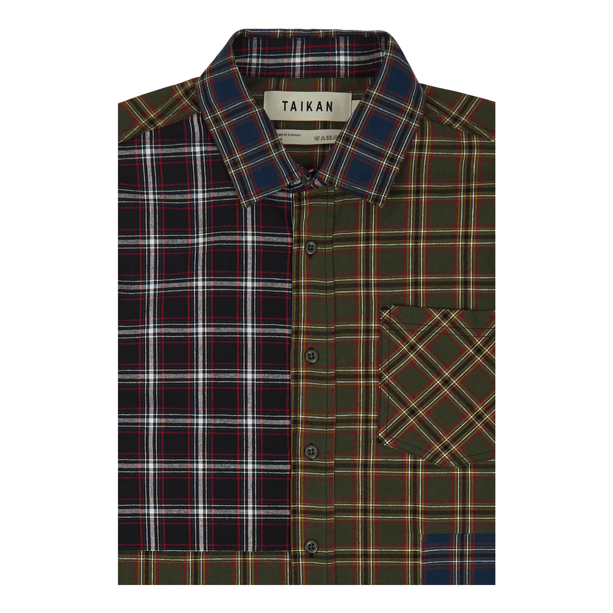 Taikan Patchwork S/s Shirt Olive Plaid