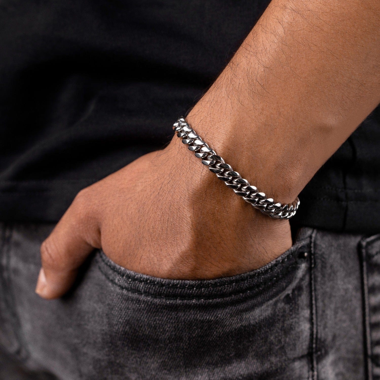GLD Men Miami Cuban Chain + Bracelet Gift Bundle in White Gold - 8 mm