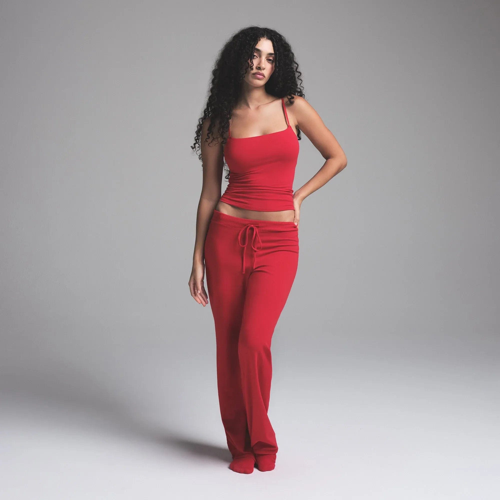 COTTON JERSEY Skims Cotton Jersey Straight Leg Pant Cranberry