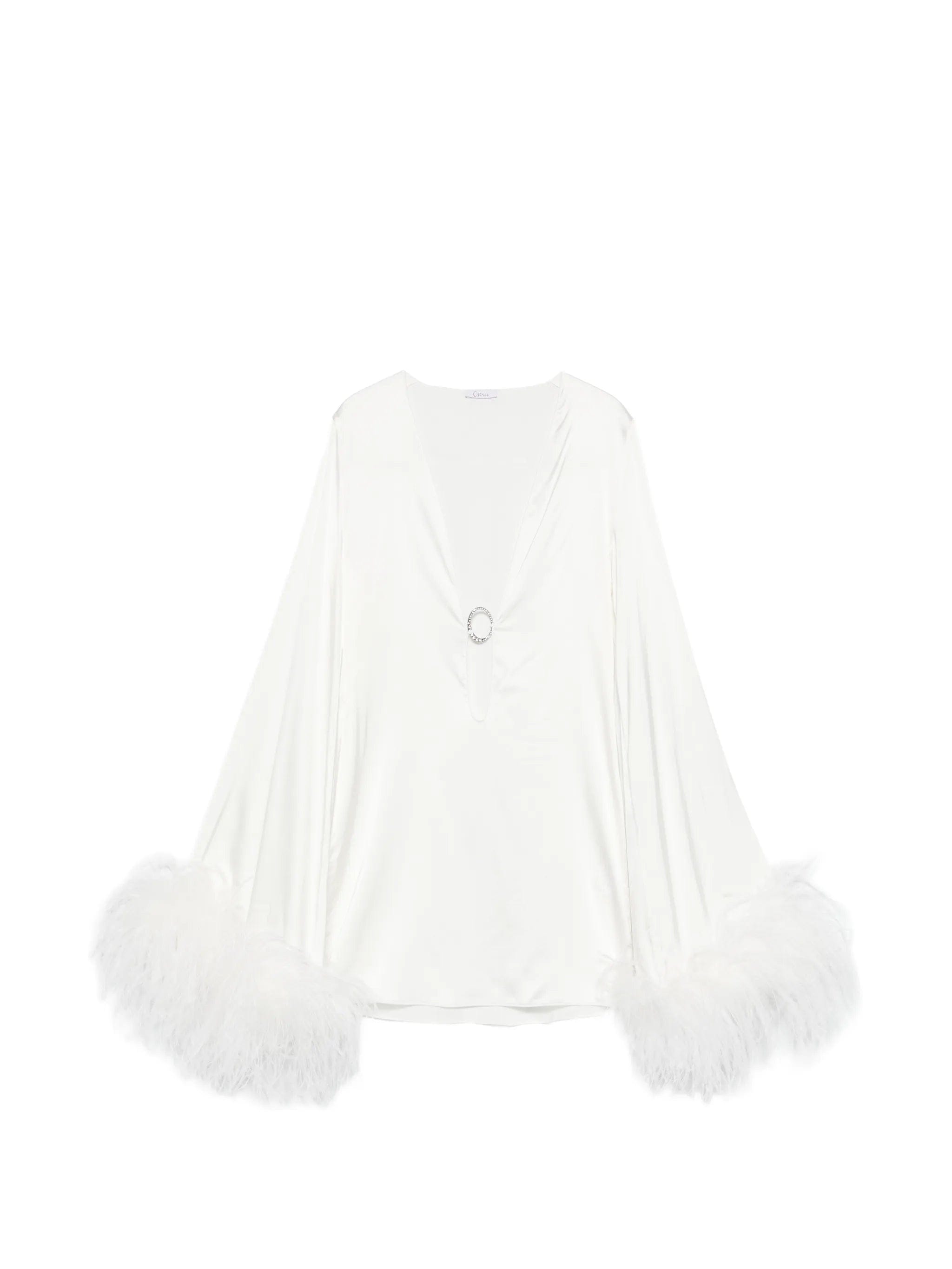 Oséree feather - trim mini dress