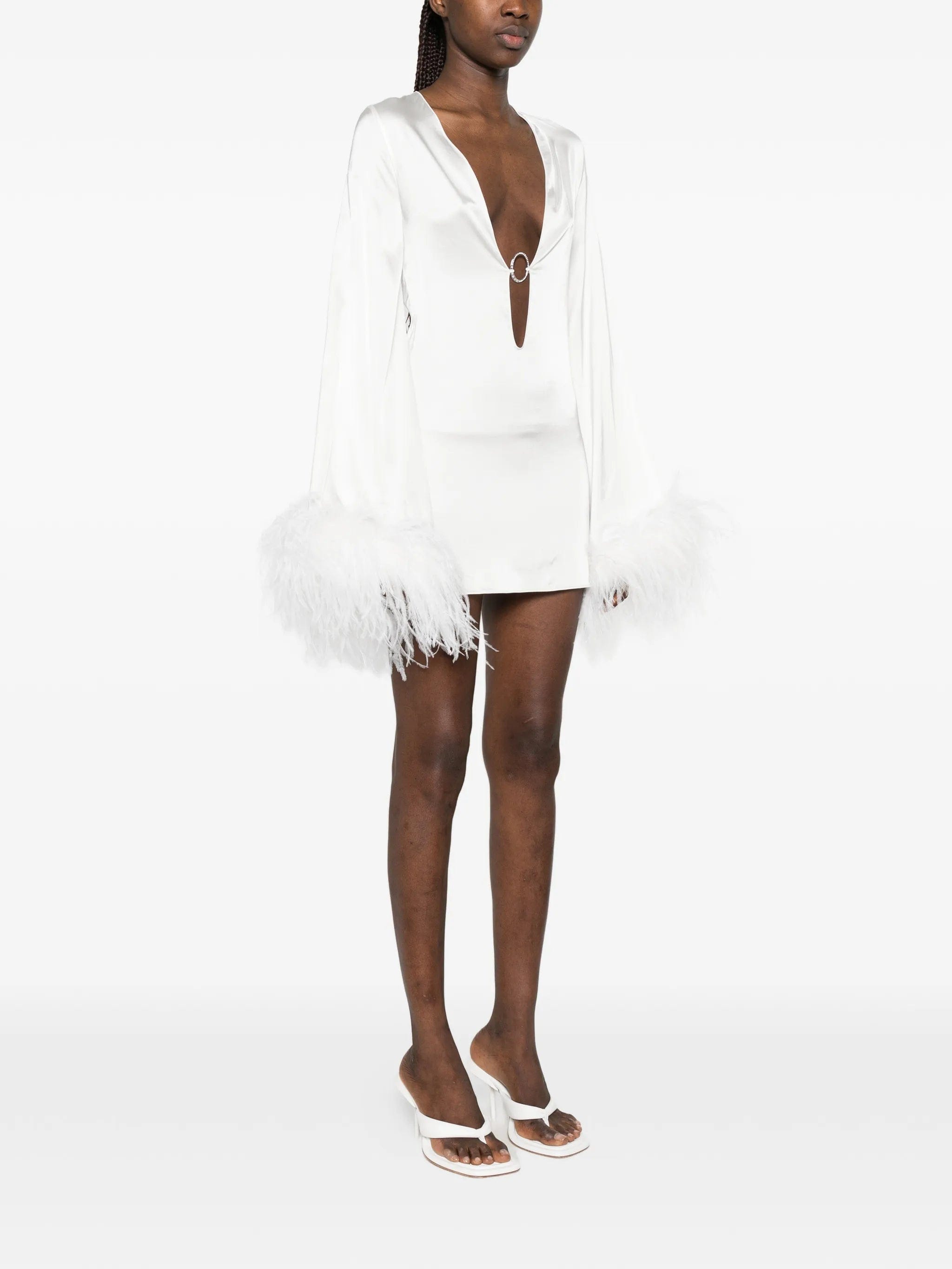 Oséree feather - trim mini dress