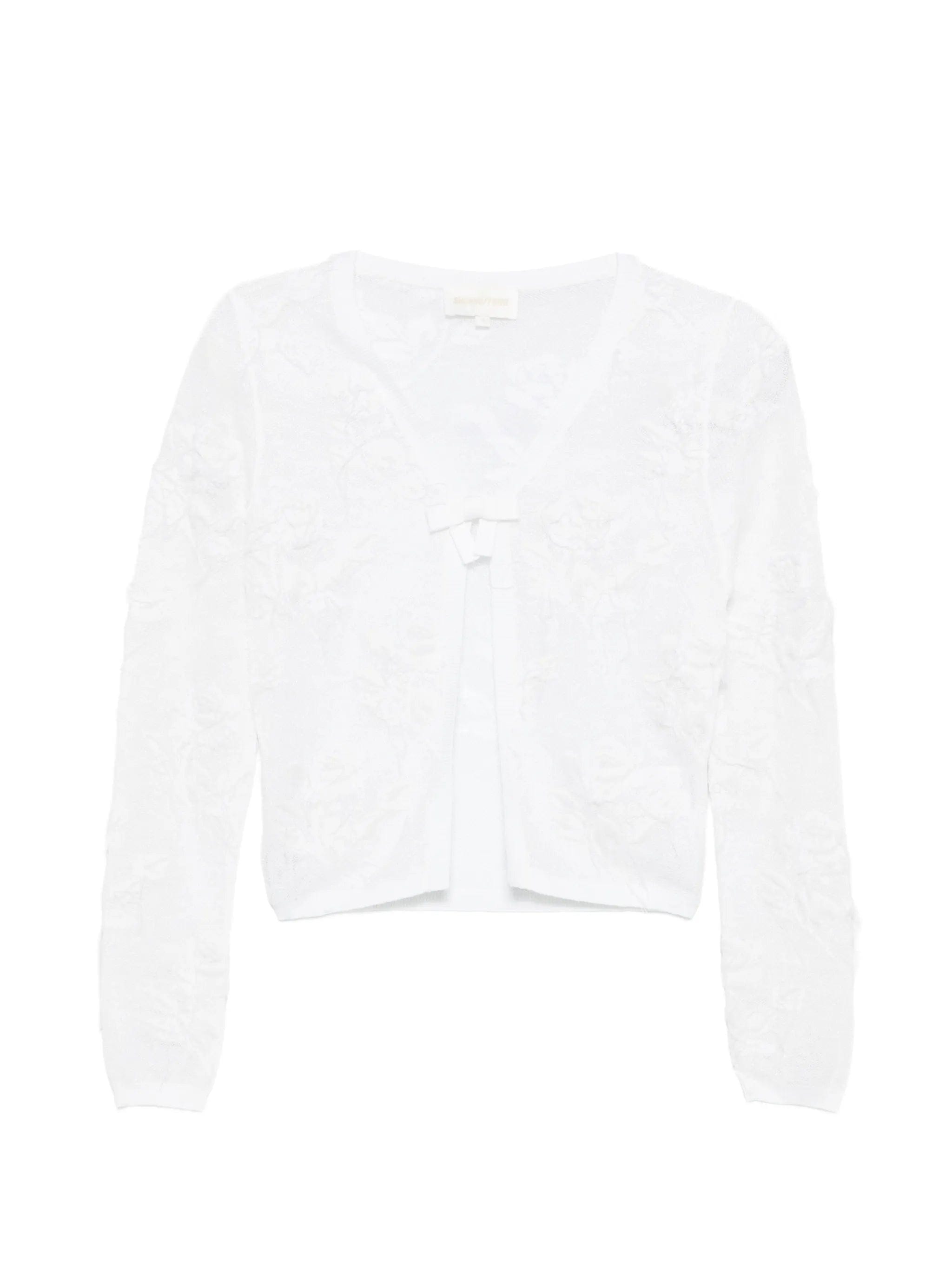 Shushu/tong threadwork bow cardigan