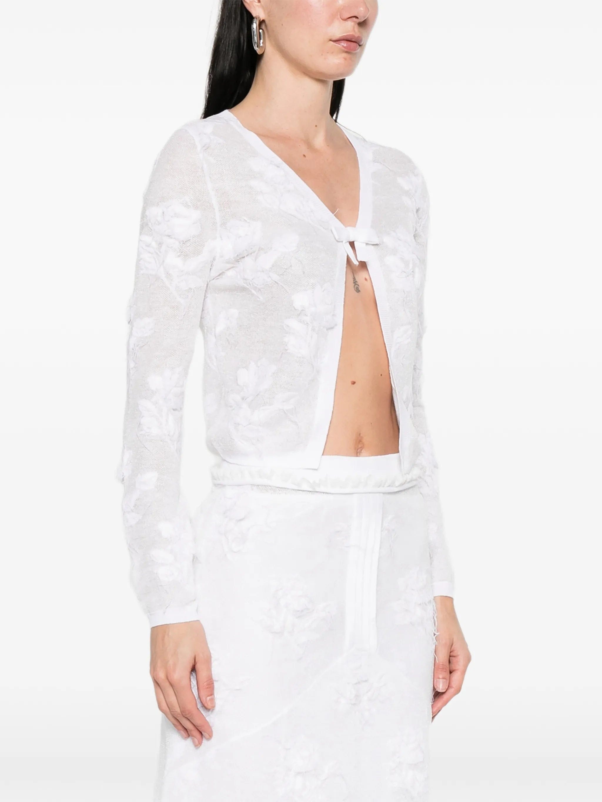 Shushu/tong threadwork bow cardigan