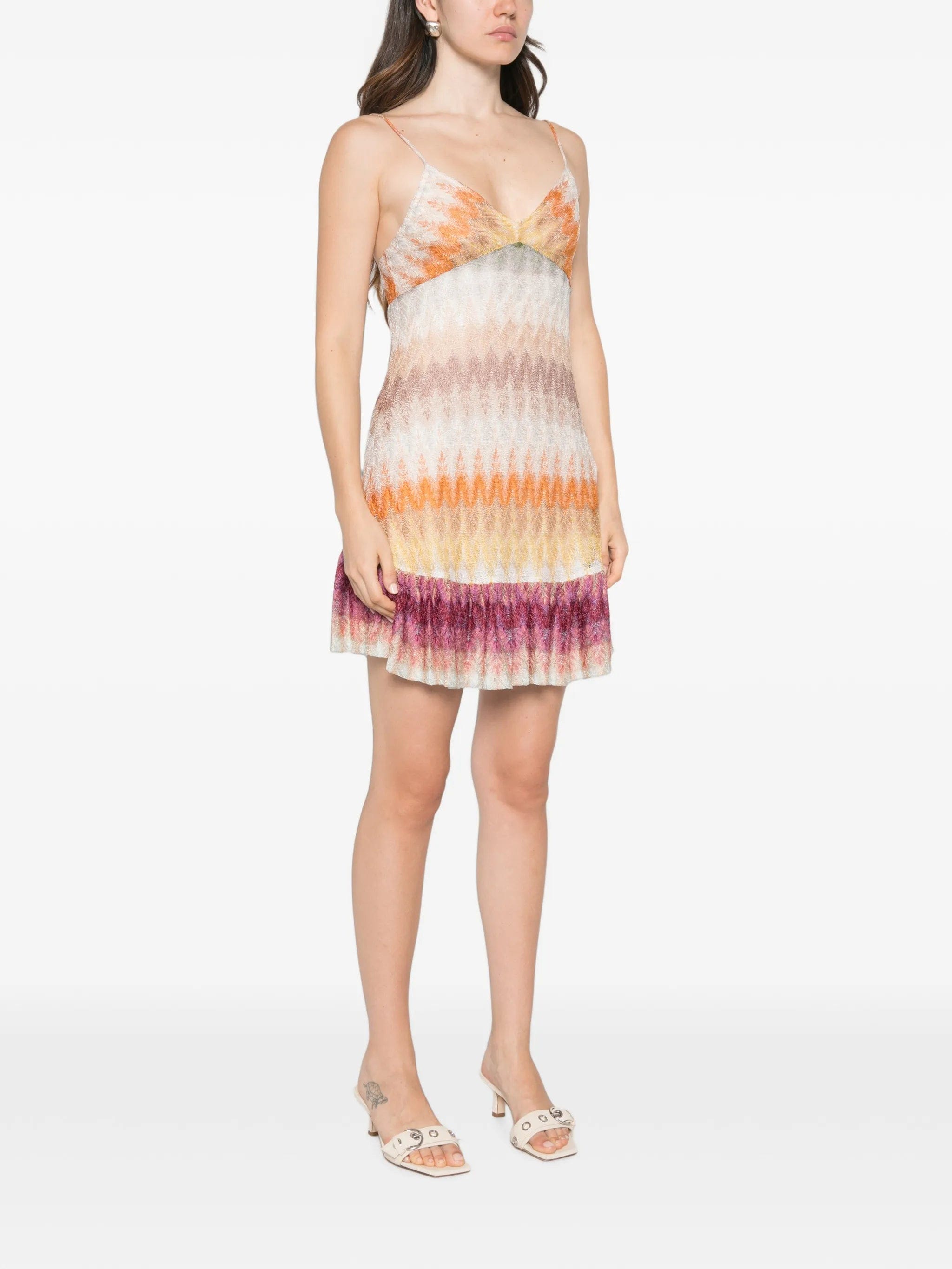 Missoni zigzag - knit ruffled mini dress