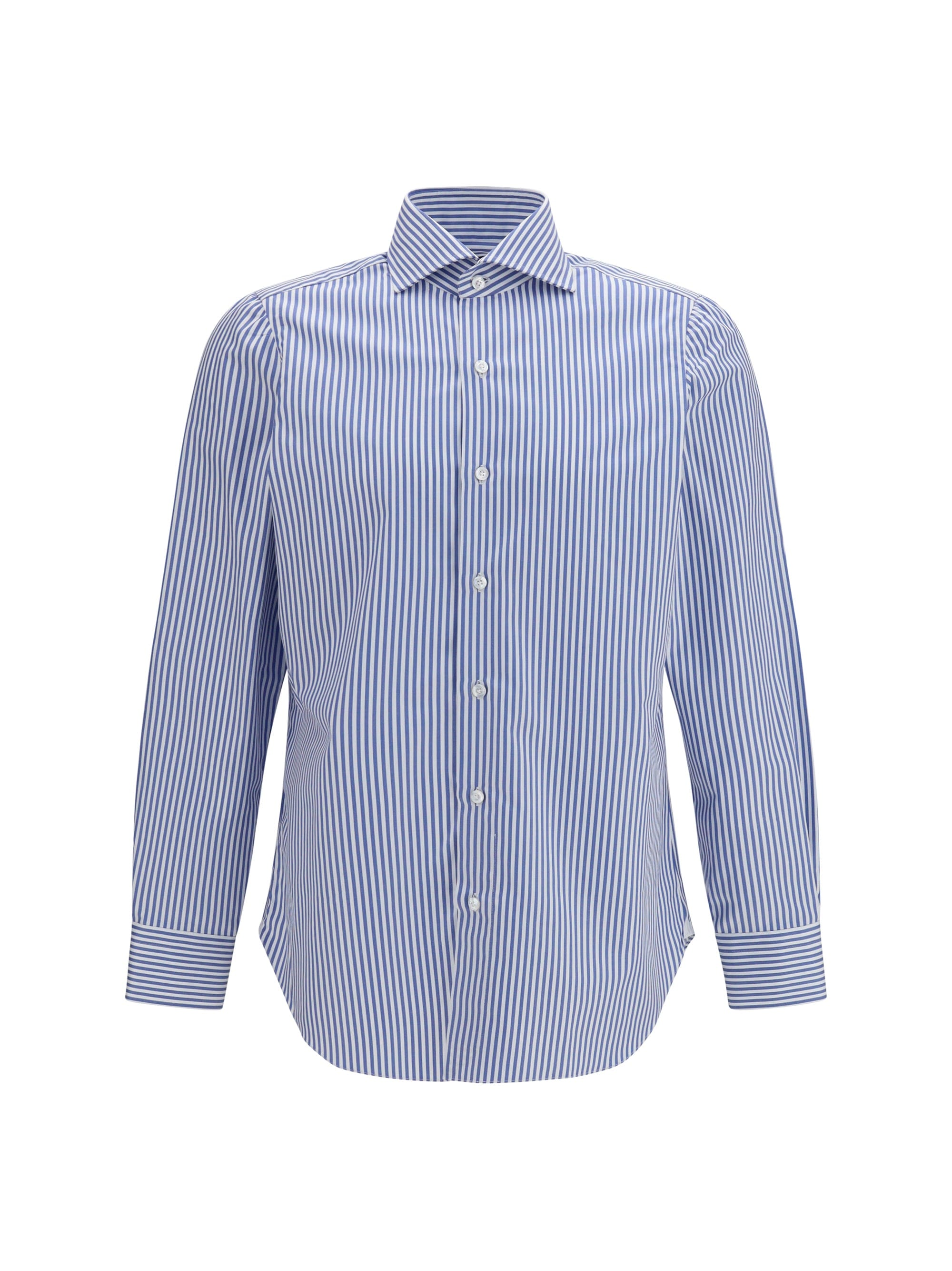 Finamore Striped Cotton Shirt — Blue