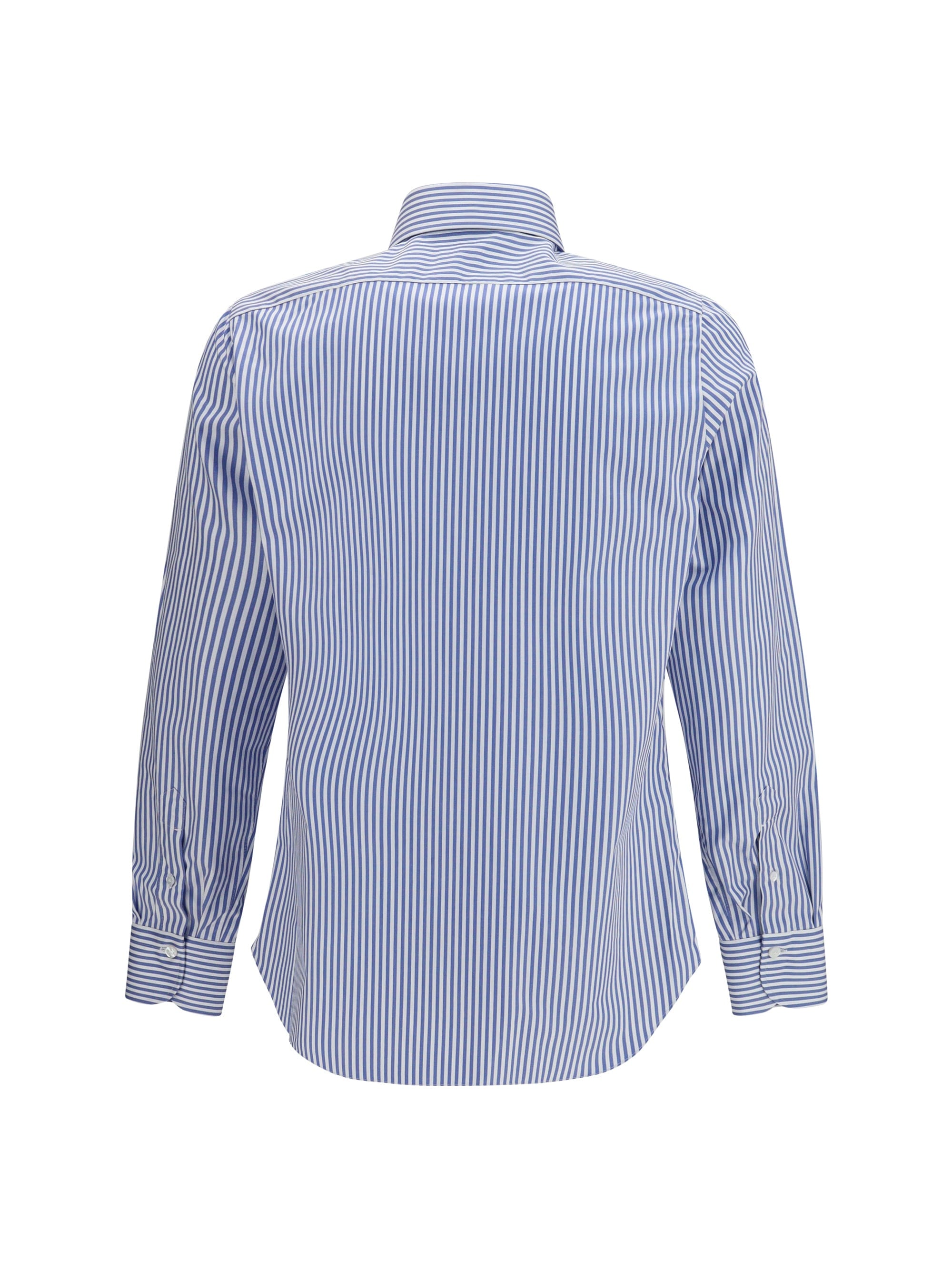 Finamore Striped Cotton Shirt — Blue