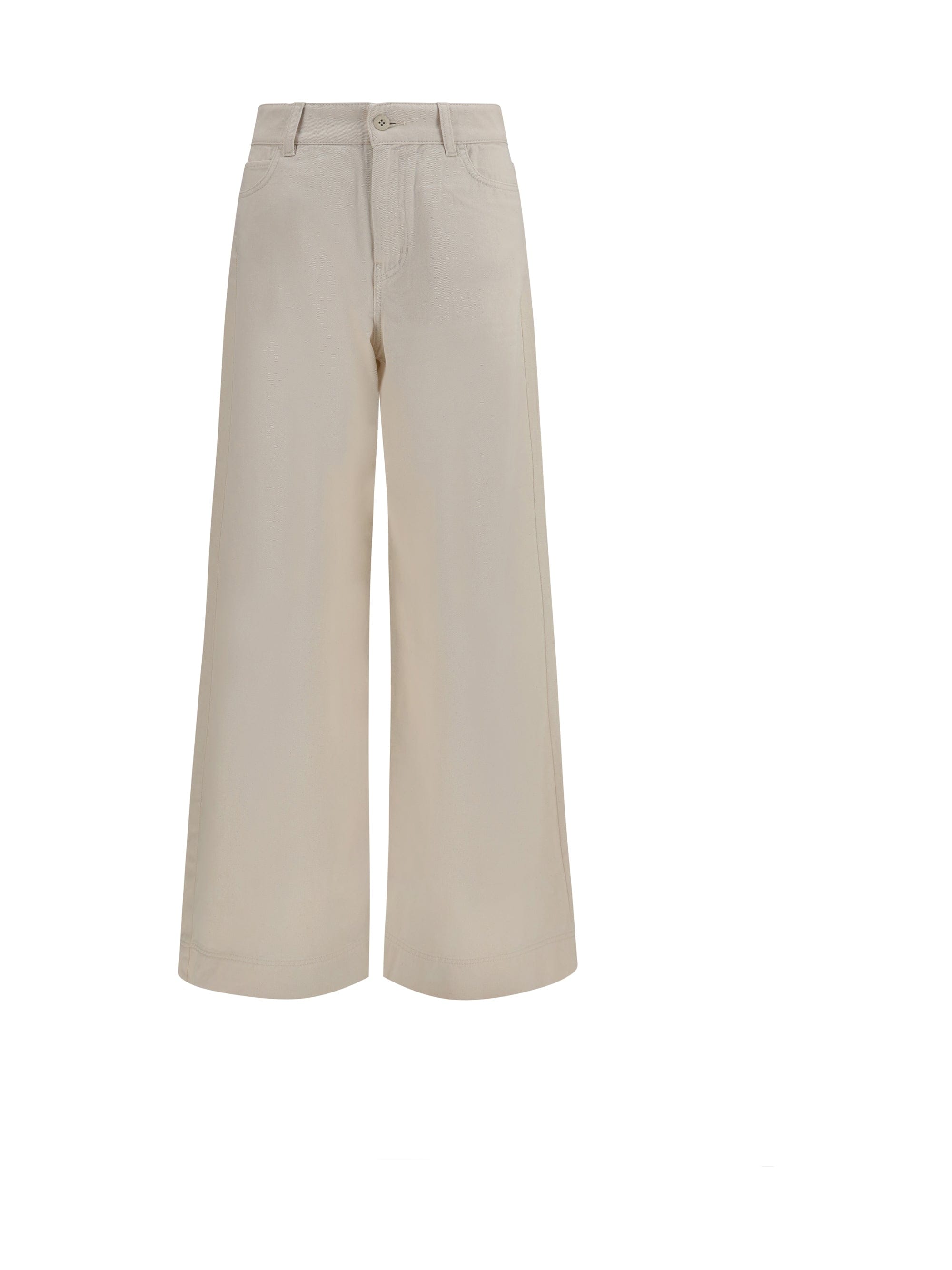 Max Mara Weekend Wide - Leg Cotton Bull Denim Trousers — Beige