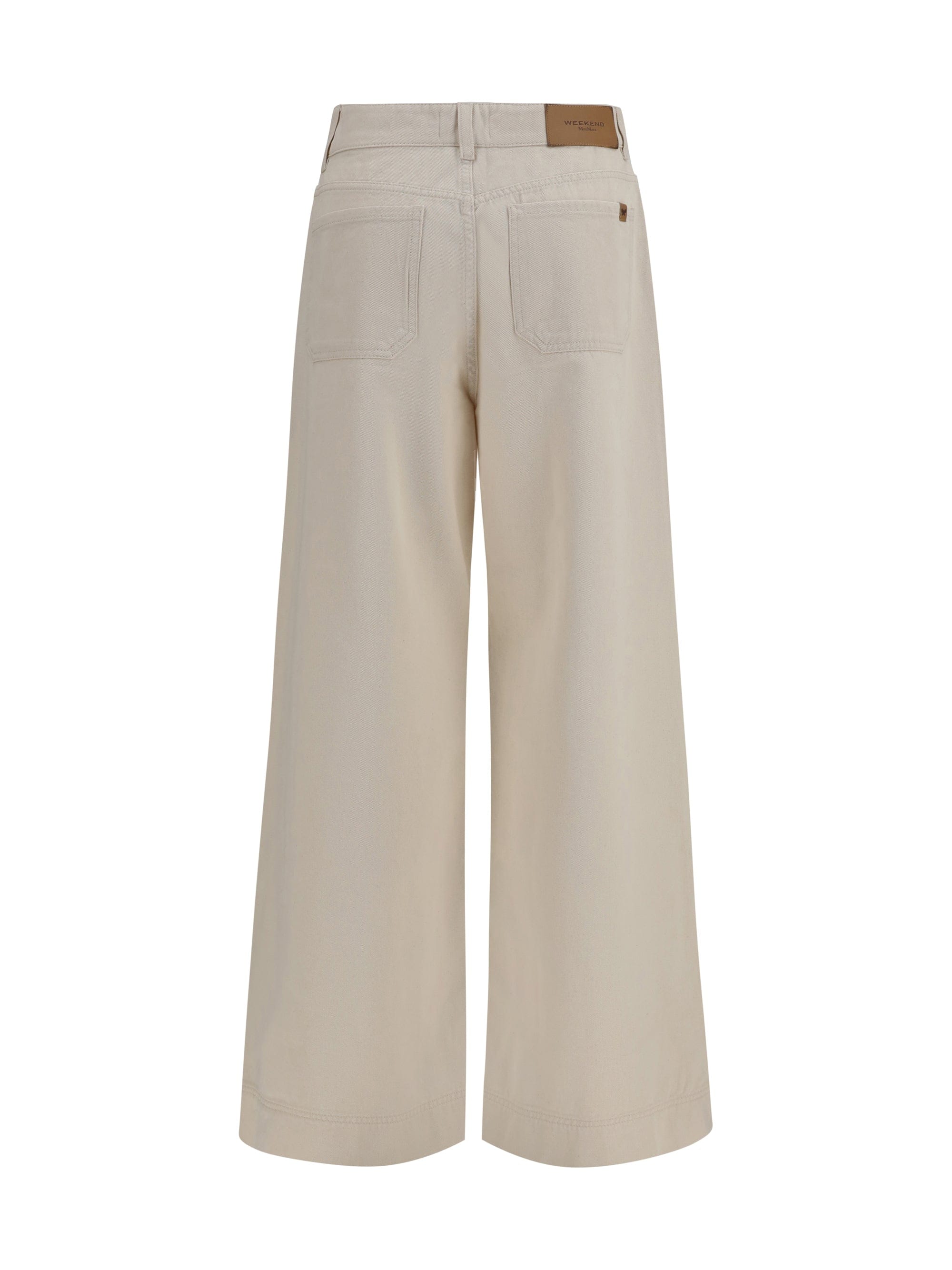 Max Mara Weekend Wide - Leg Cotton Bull Denim Trousers — Beige