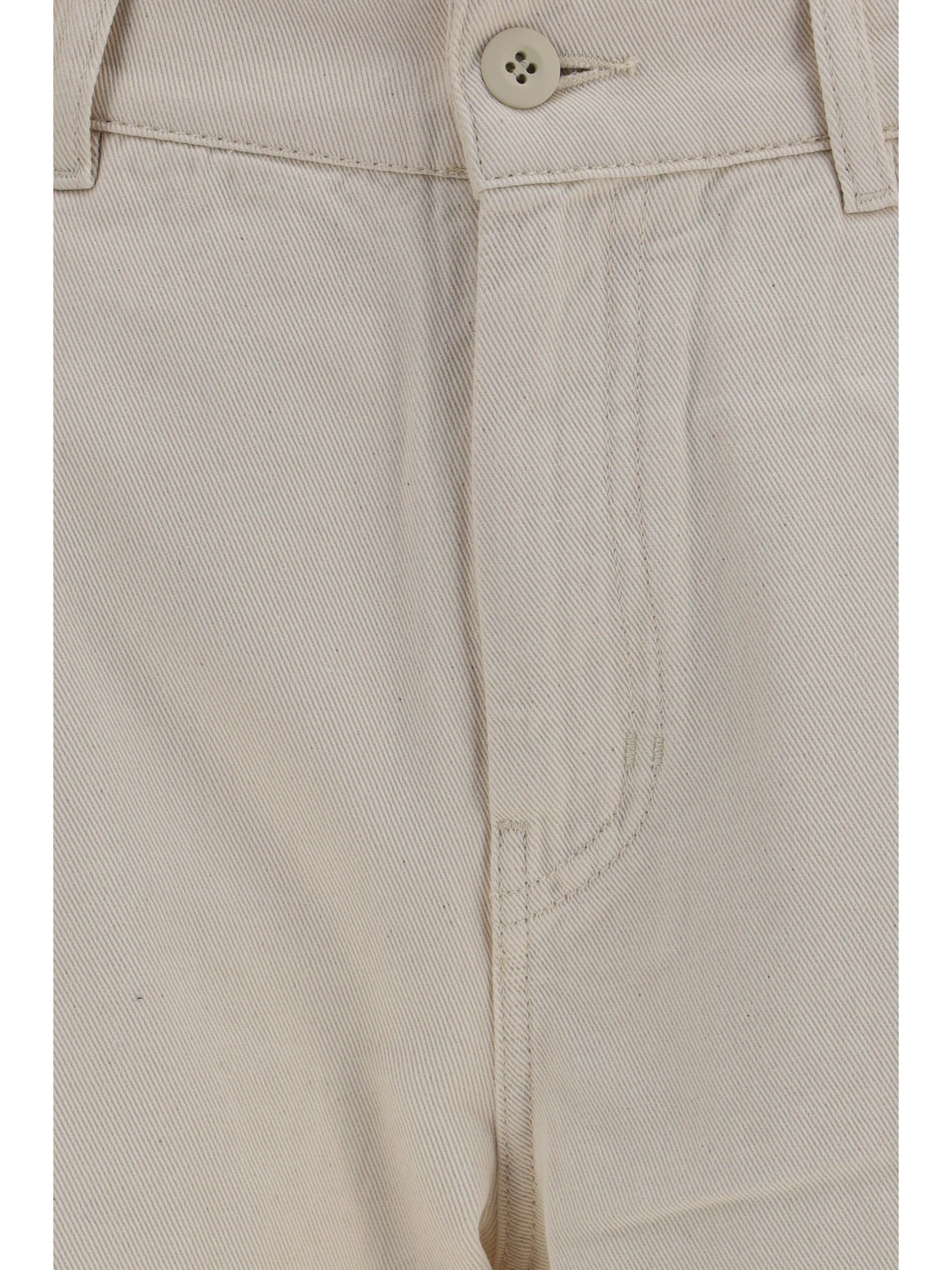 Max Mara Weekend Wide - Leg Cotton Bull Denim Trousers — Beige