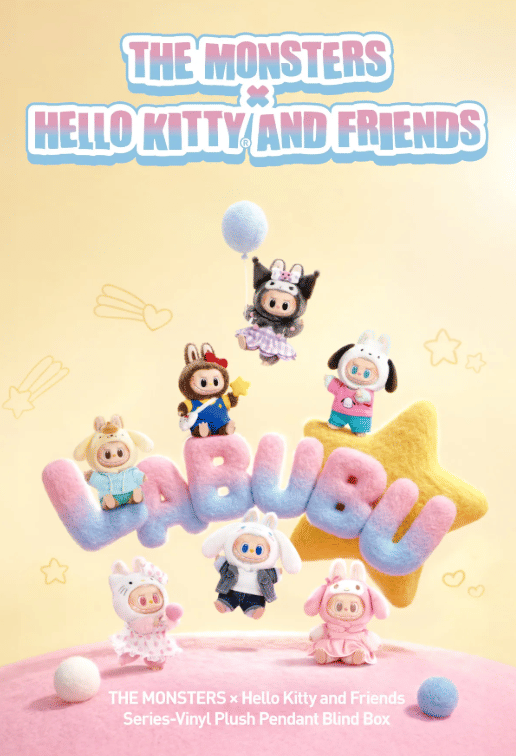 Taropudding Labubu × Hello Kitty and Friends Blind Box Series - Vinyl THE MONSTERS Plush Pendant by POP MART