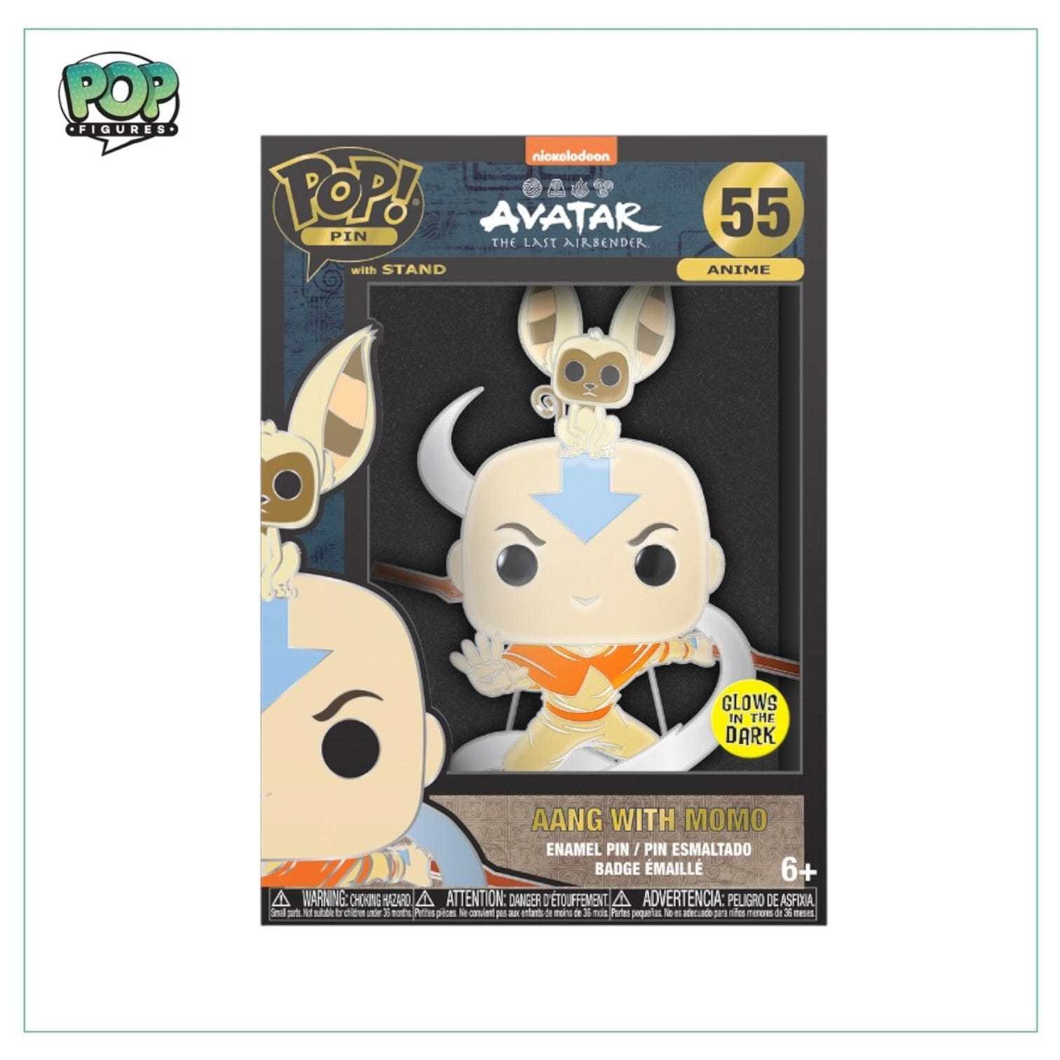 Avatar Aang with Momo #55 Enamel Pop! Pin - Avatar the Last Airbender - Glow in the Dark