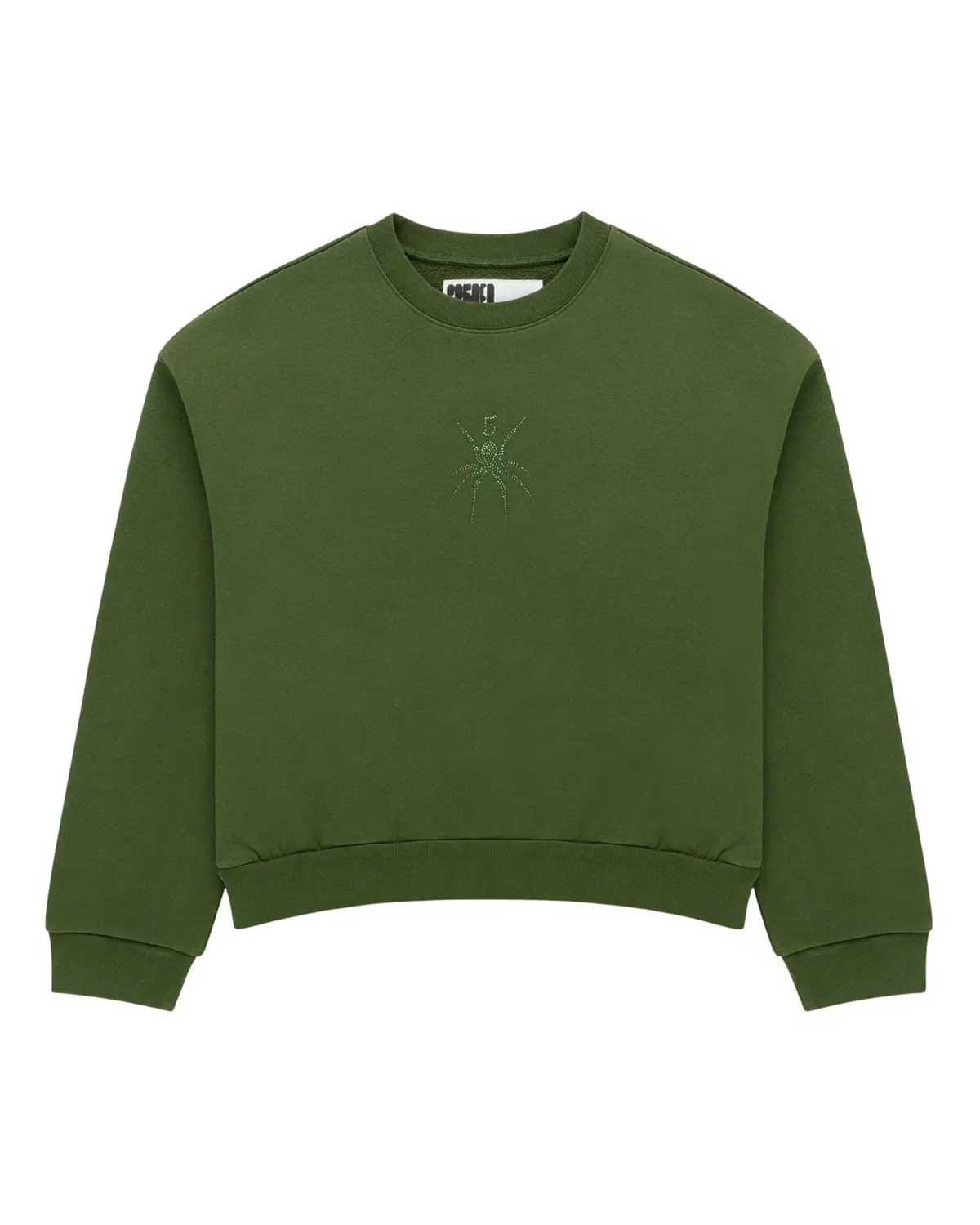 Sp5der Worldwide Sp5der Rhinestone TM Crewneck Xanadu Green