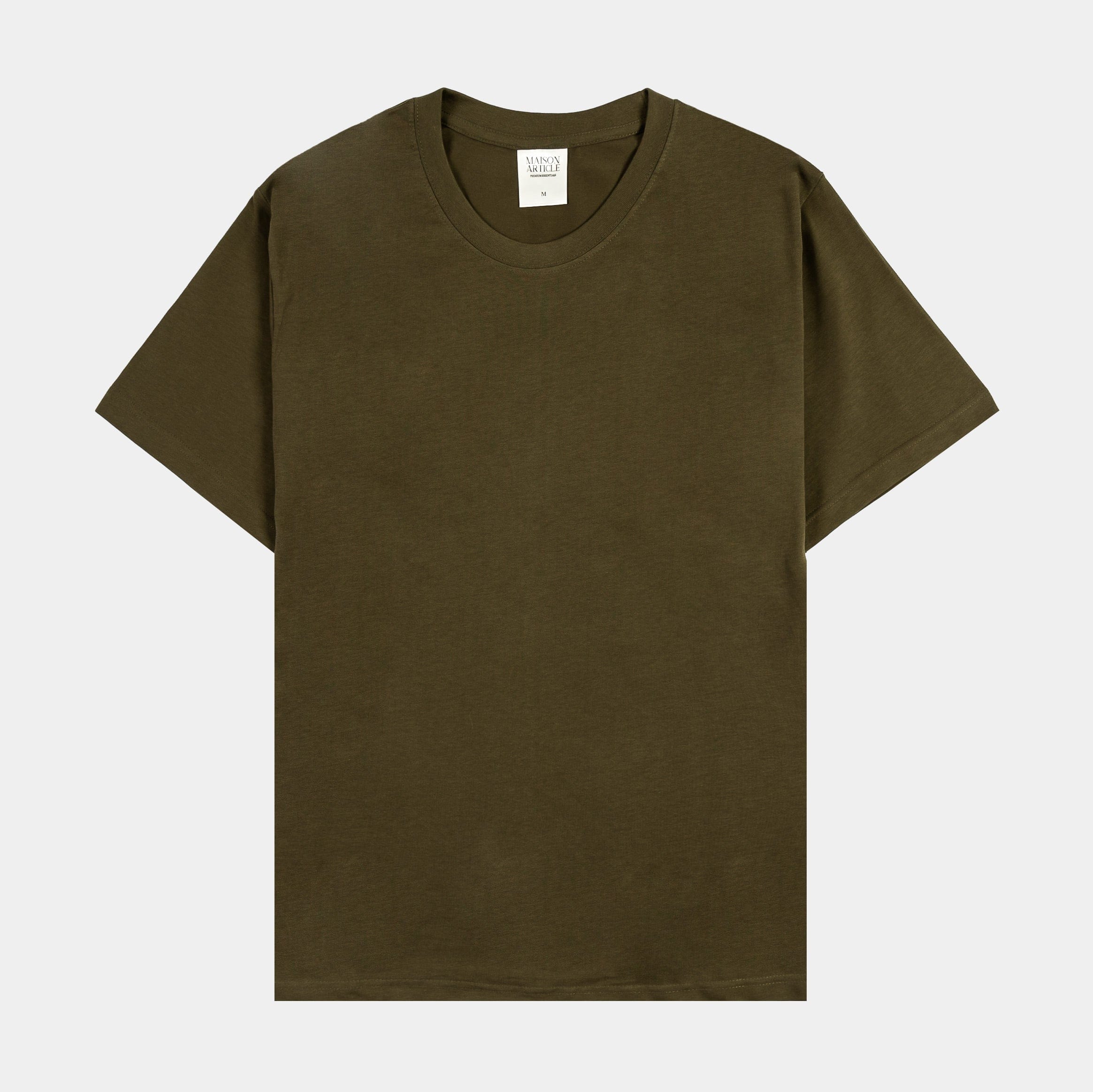 Maison Article Solid Novelty Mens Short Sleeve Shirt (Olive)