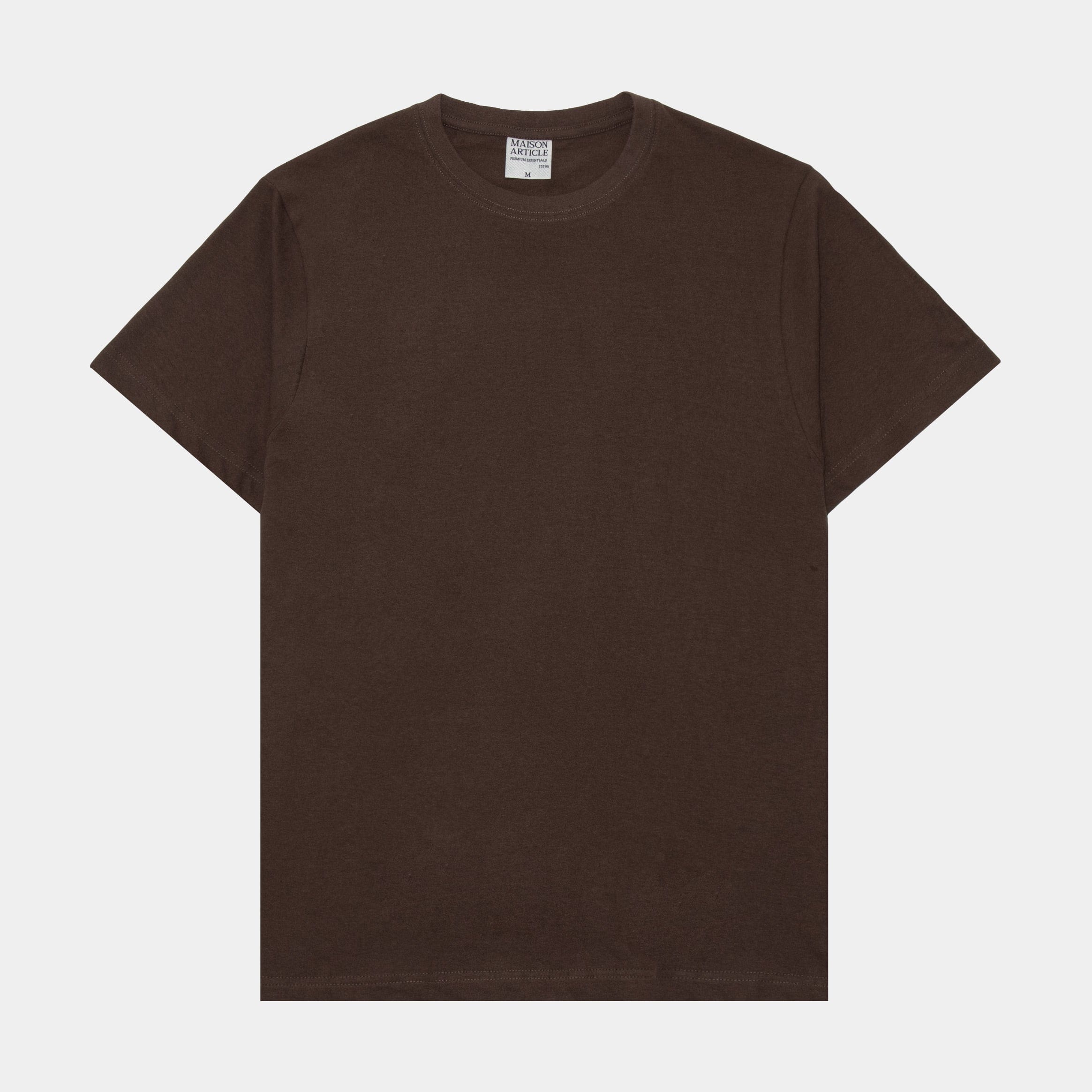 Maison Article Solid Novelty Mens Short Sleeve Shirt (Cedar Brown)