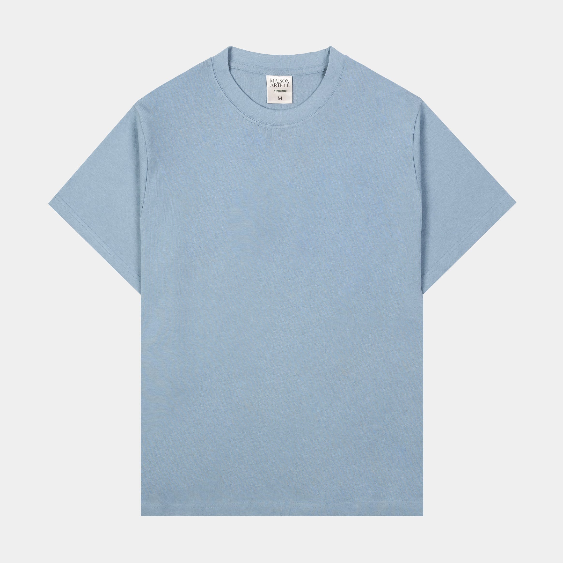 Maison Article Solid Novelty Mens Short Sleeve Shirt (Sky Blue)
