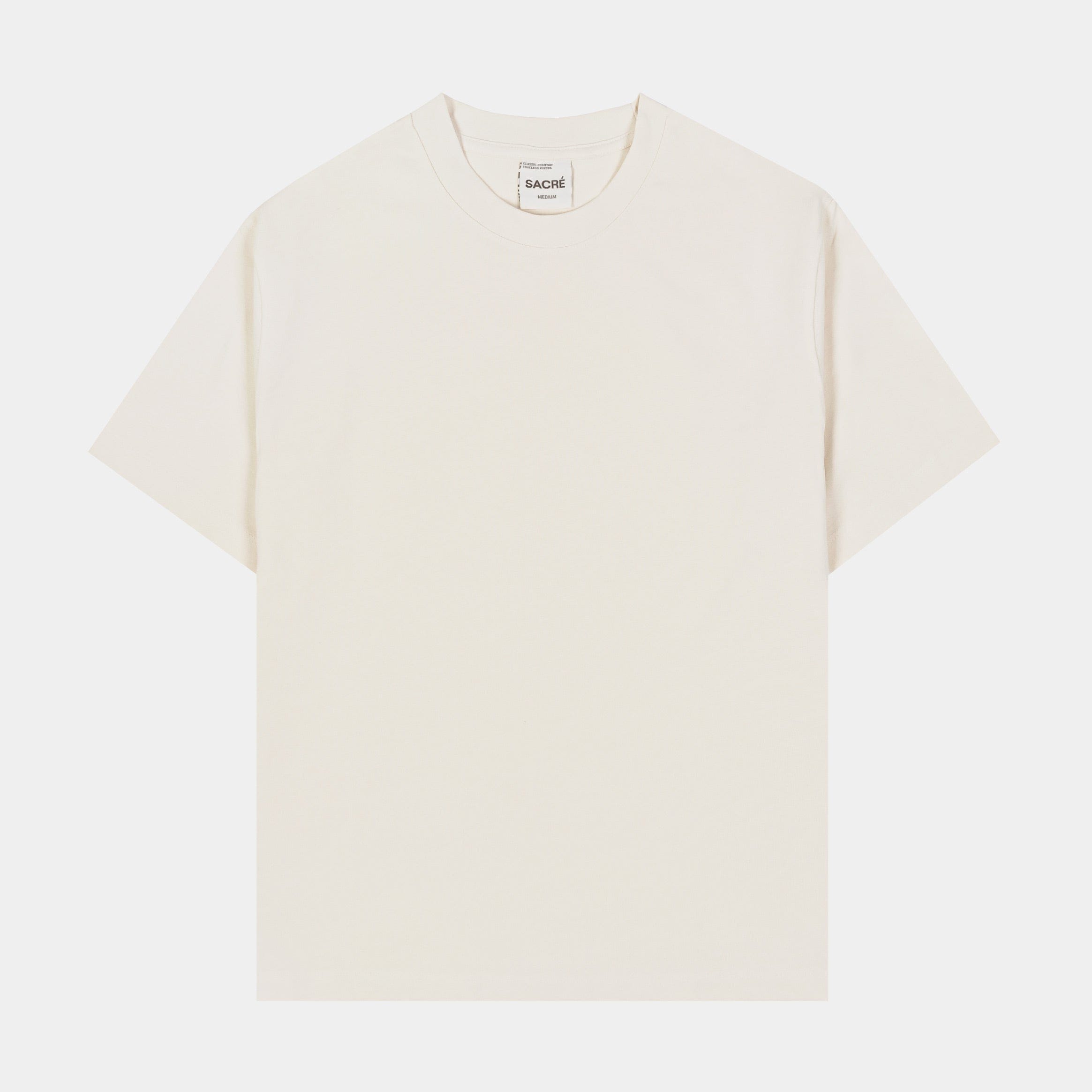 SACRE Solid T-Shirt Womens Short Sleeve Shirt (Oat)